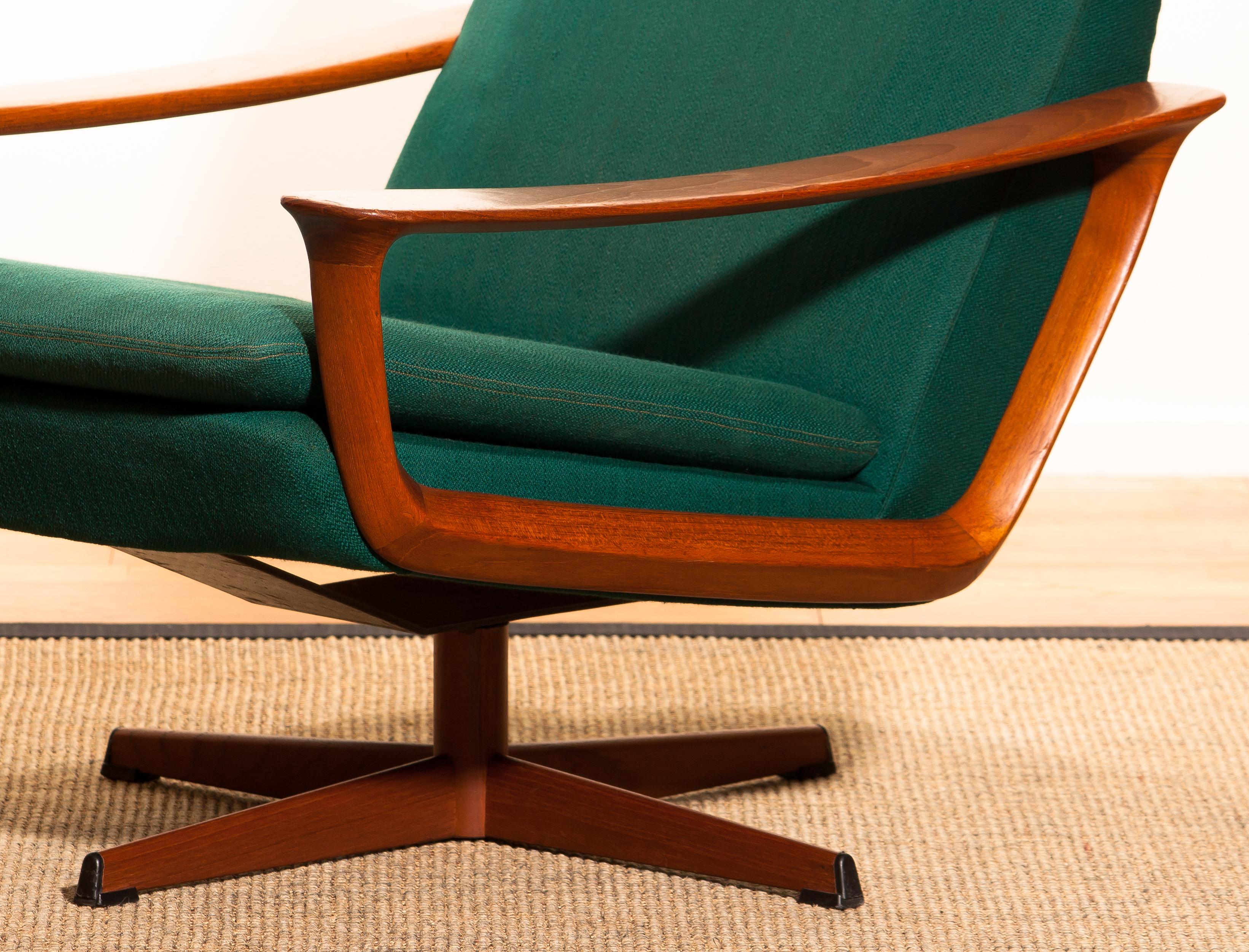 1960s, Teak Swivel Chair by Johannes Andersen for Trensum Denmark 1