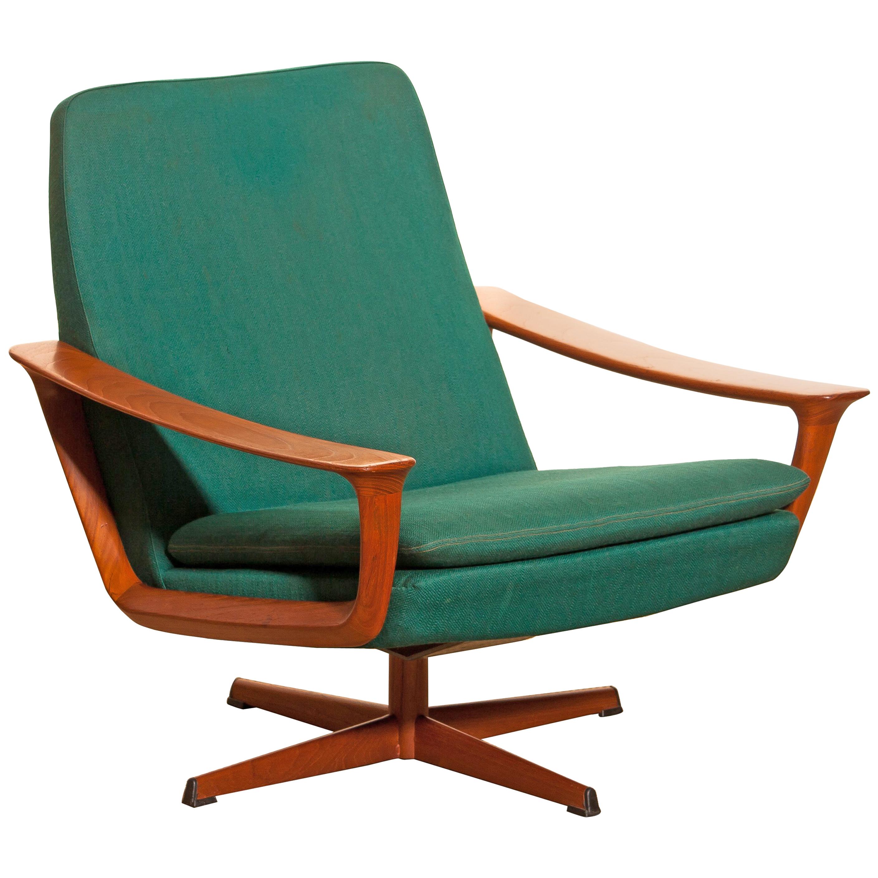 1960s, Teak Swivel Chair by Johannes Andersen for Trensum Denmark