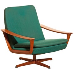 1960s, Teak Swivel Chair by Johannes Andersen for Trensum, Denmark