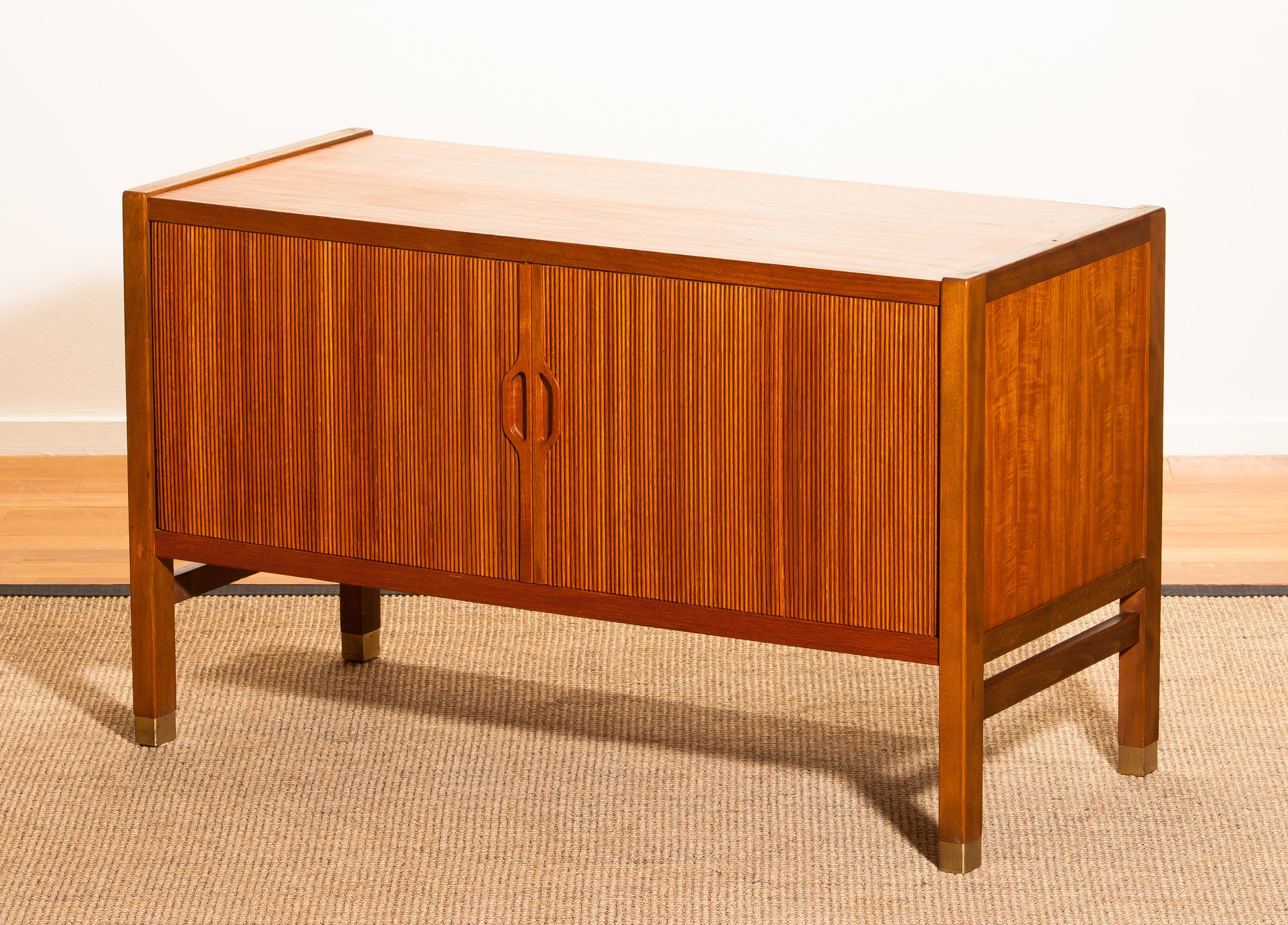 1960s, Teak Tambour Bookcase Cabinet by Carl Aksel Acking for Bodafors, Sweden 3