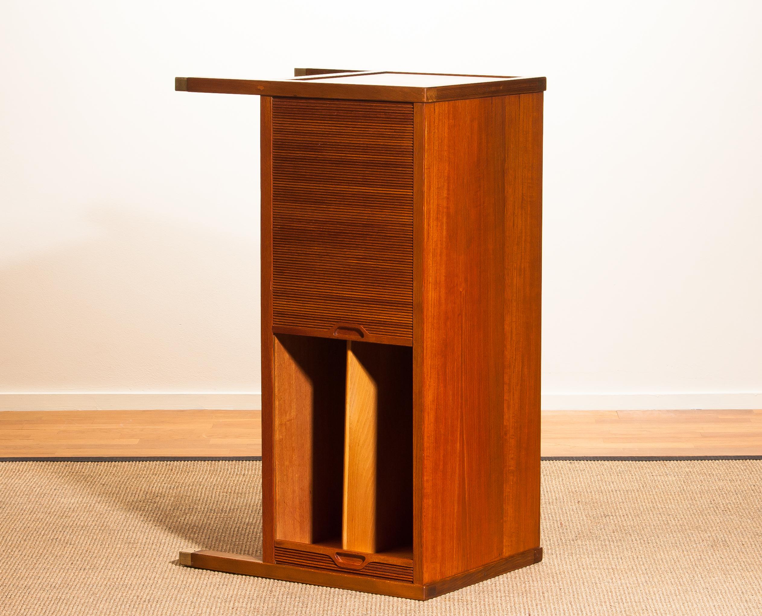 1960s, Teak Tambour Bookcase Cabinet by Carl Aksel Acking for Bodafors, Sweden 4