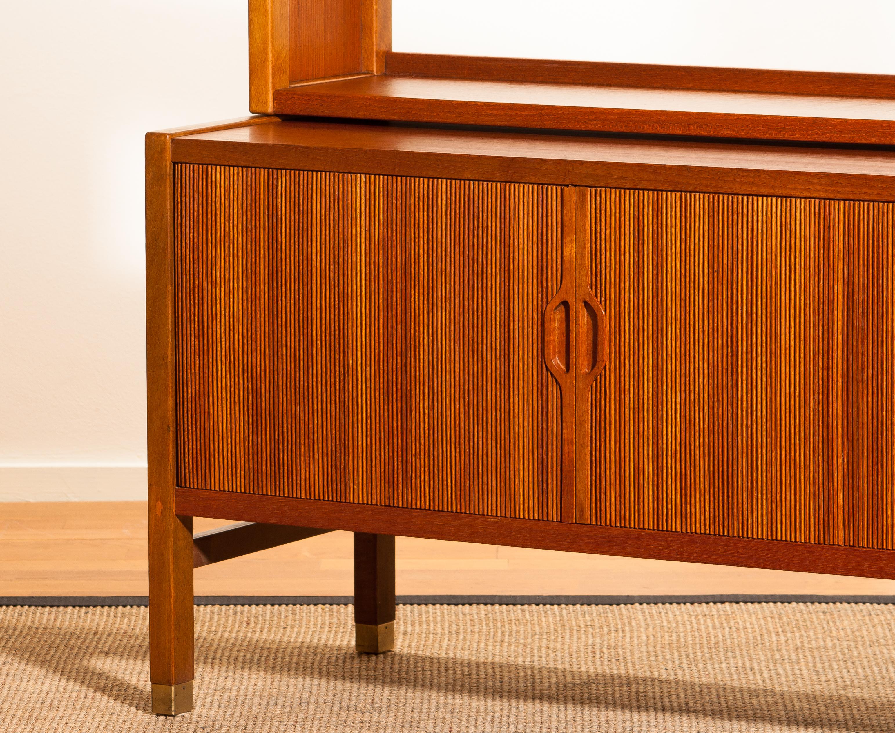 1960s, Teak Tambour Bookcase Cabinet by Carl Aksel Acking for Bodafors, Sweden 2