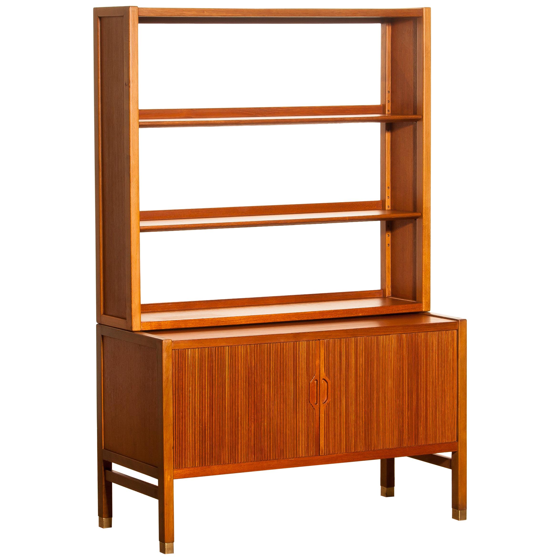 1960s, Teak Tambour Bookcase Cabinet by Carl Aksel Acking for Bodafors, Sweden