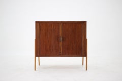 1960s Teak Tambour Doors Record Cabinet, Denmark