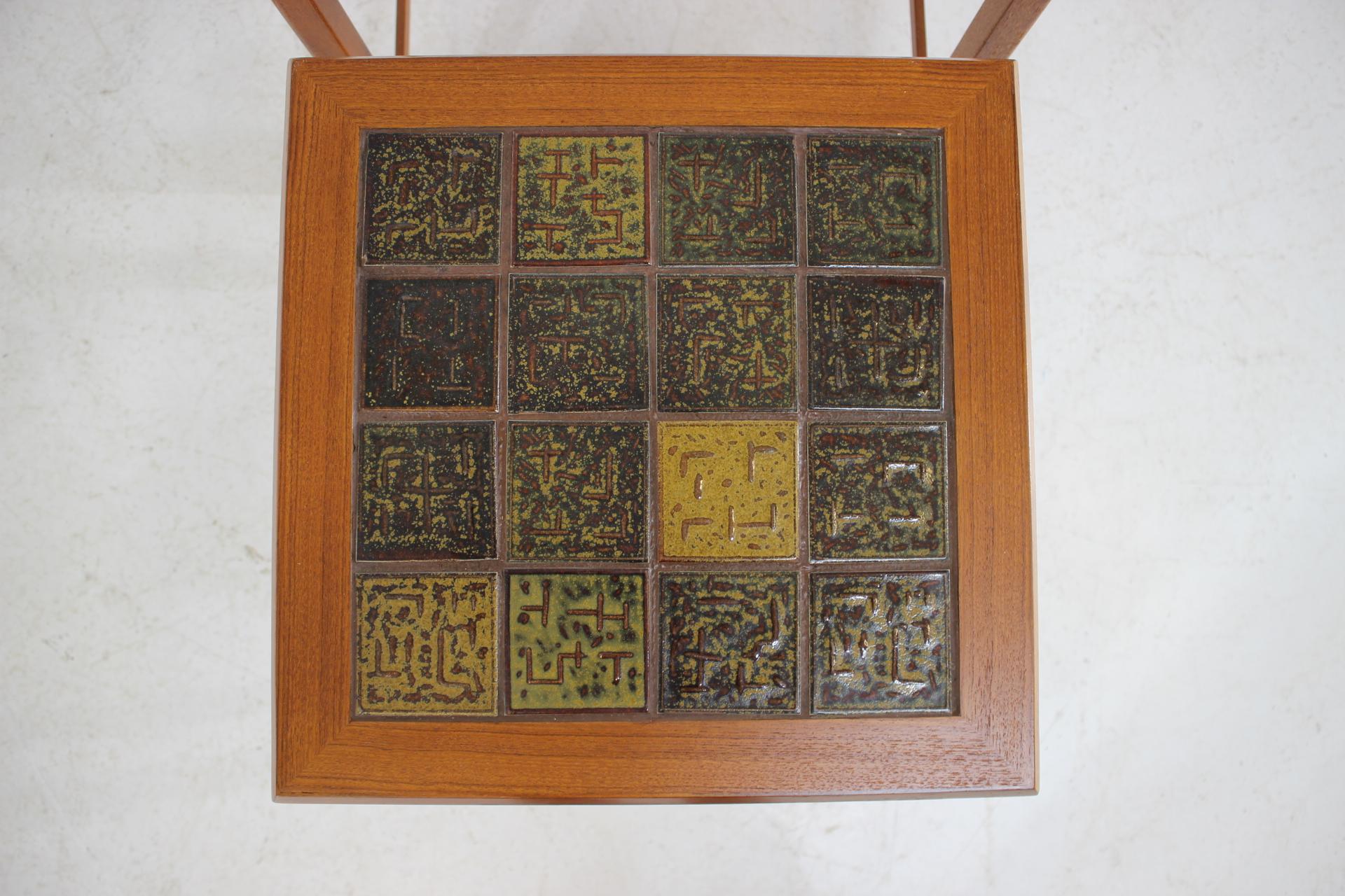 1960s Teak/Tile Nesting Tables, Denmark, 3 Pieces In Good Condition In Praha, CZ