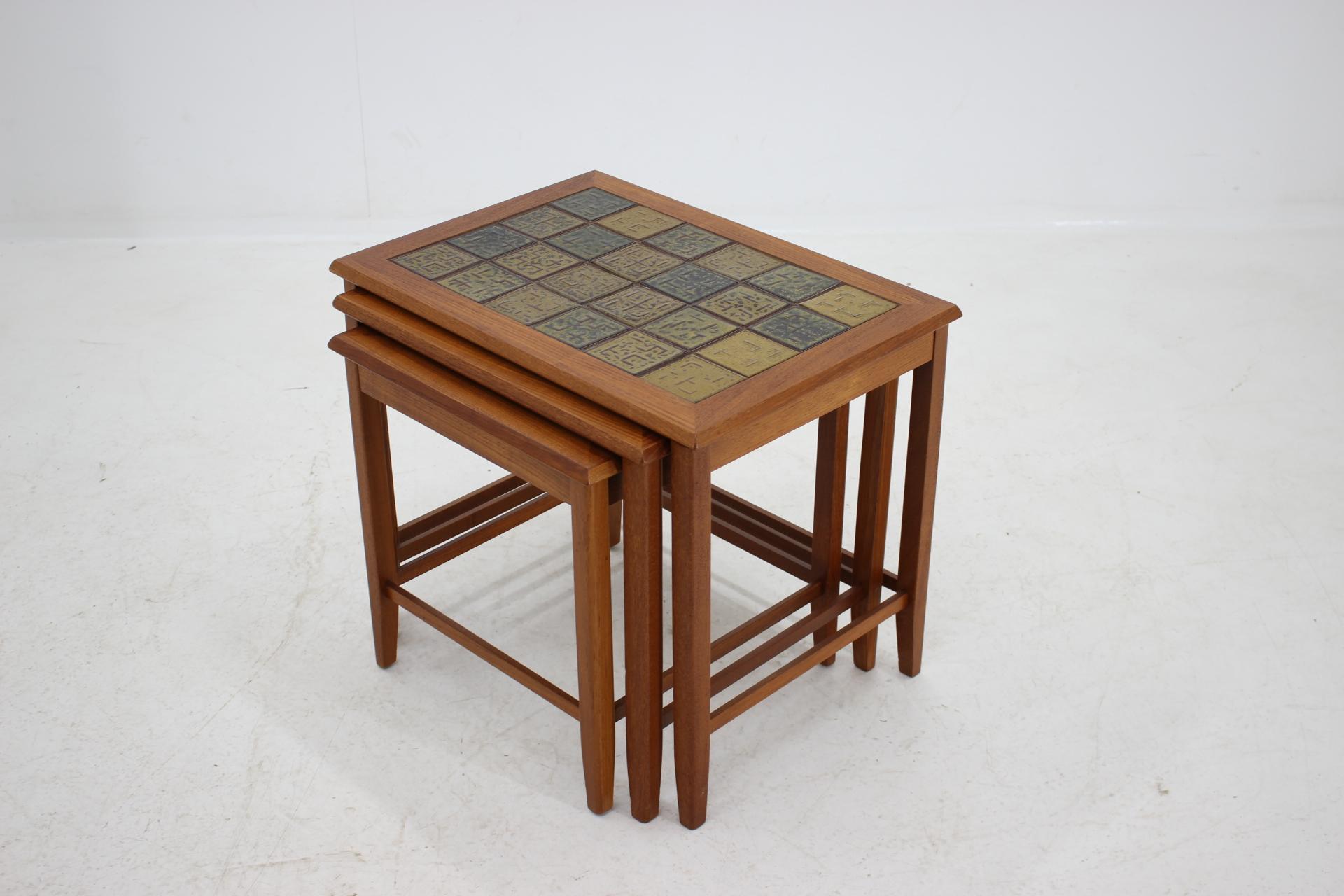 Mid-Century Modern 1960s Teak/Tile Nesting Tables, Denmark