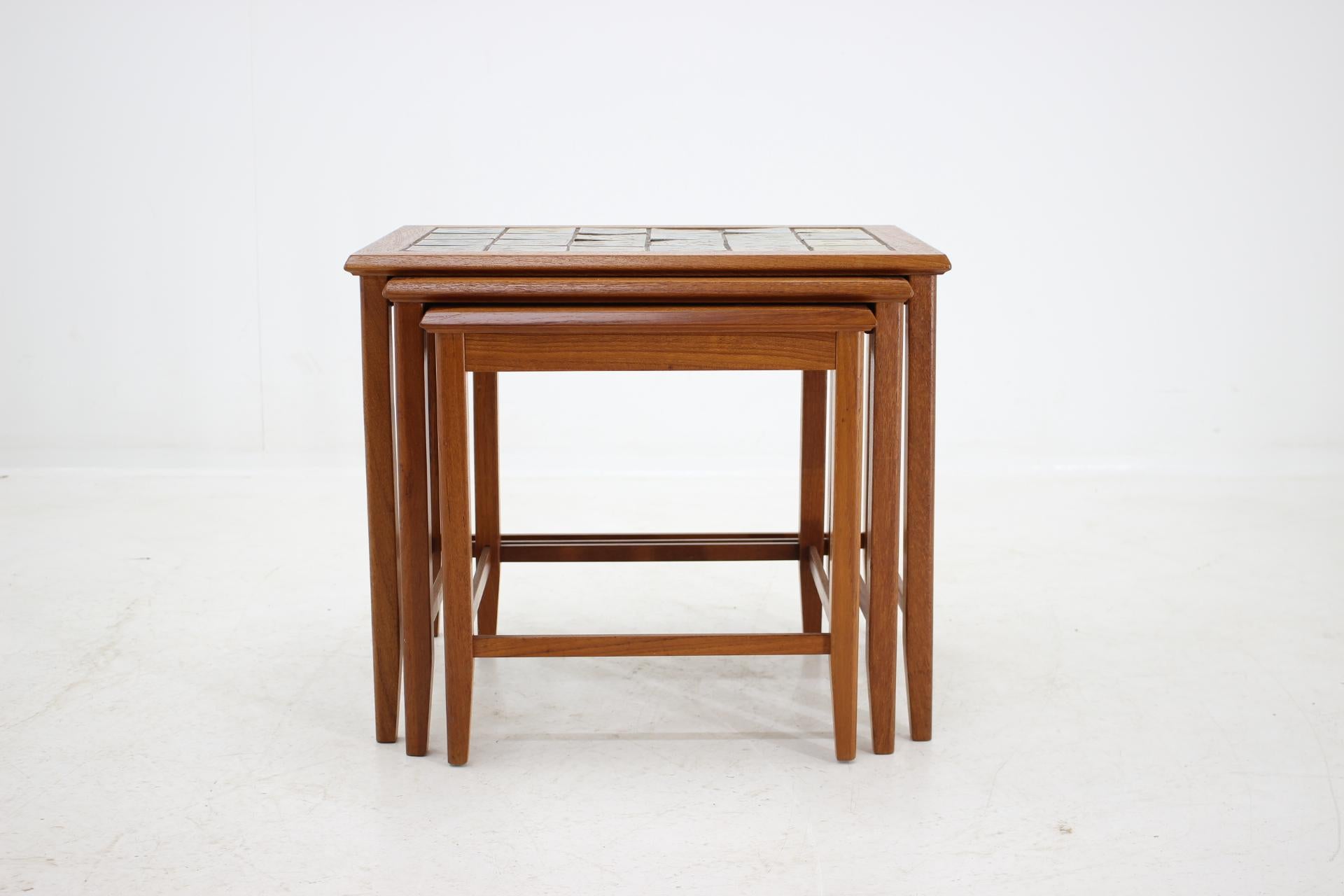 1960s Teak/Tile Nesting Tables, Denmark In Good Condition In Praha, CZ