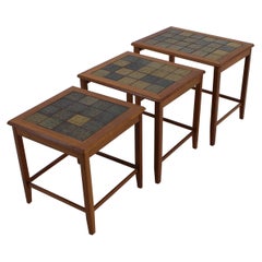 1960s Teak/Tile Nesting Tables, Denmark