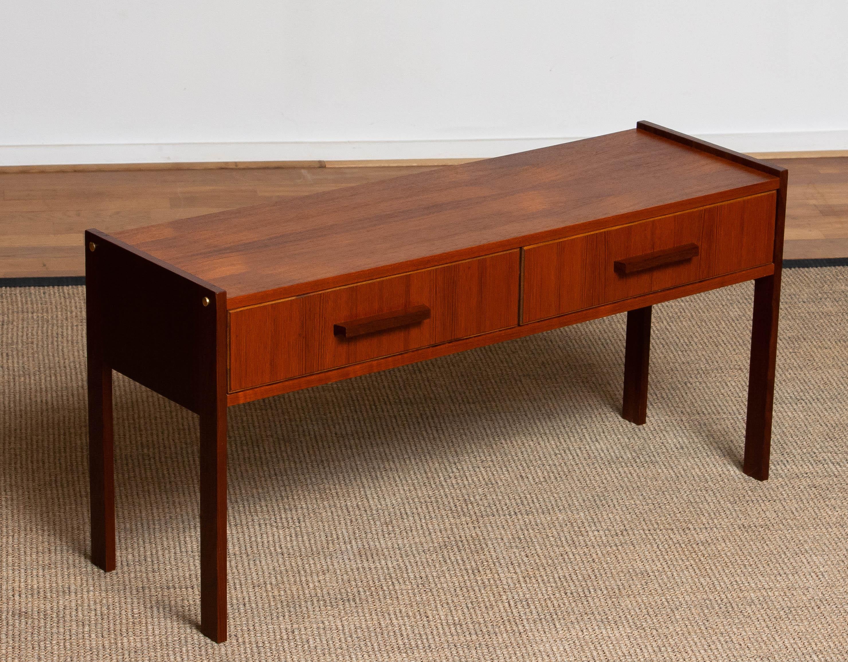 Scandinavian Modern 1960's Teak Two Drawer Hall Cabinet / Side Table from Denmark