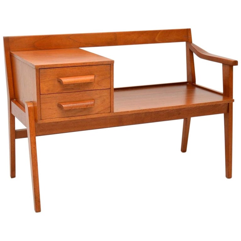 1960 S Teak Vintage Telephone Bench Side Table At 1stdibs