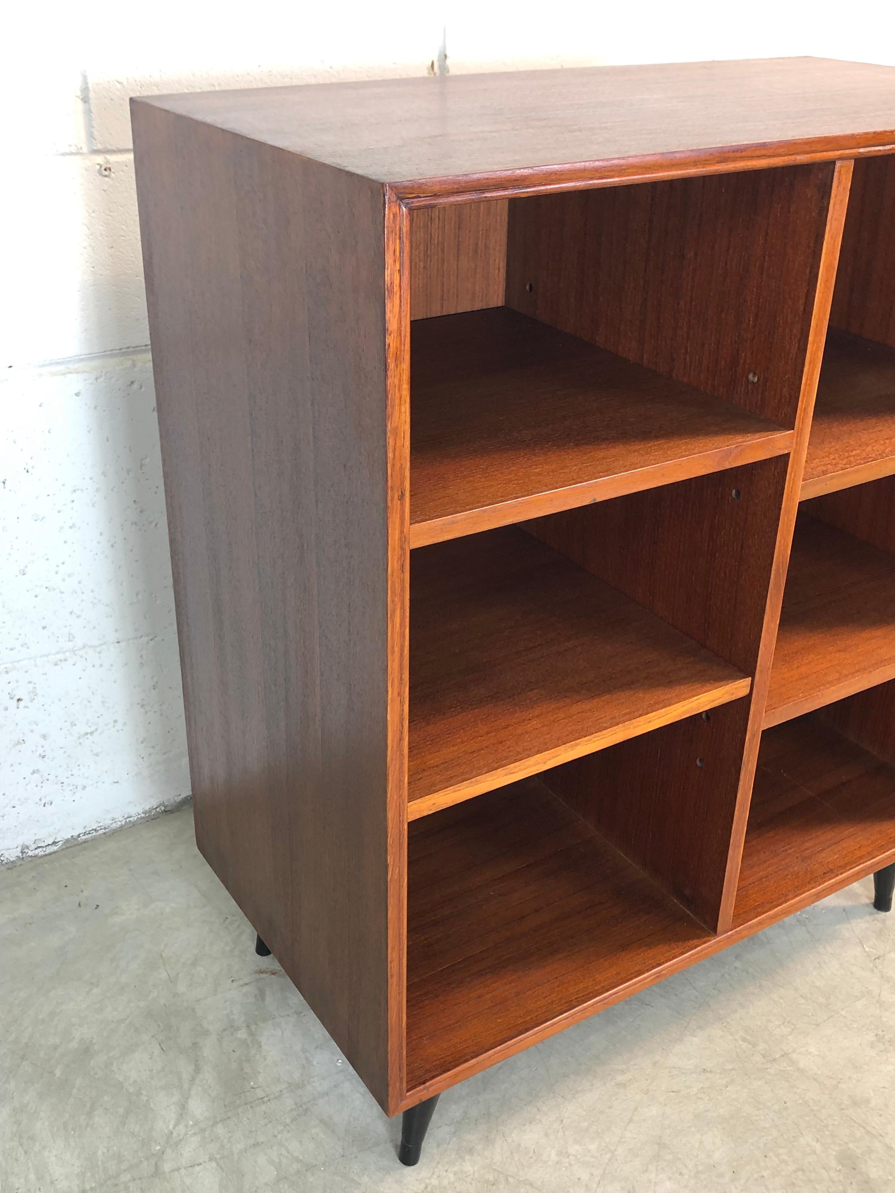 1960s Teak Wood Adjustable Shelf Bookcase 1