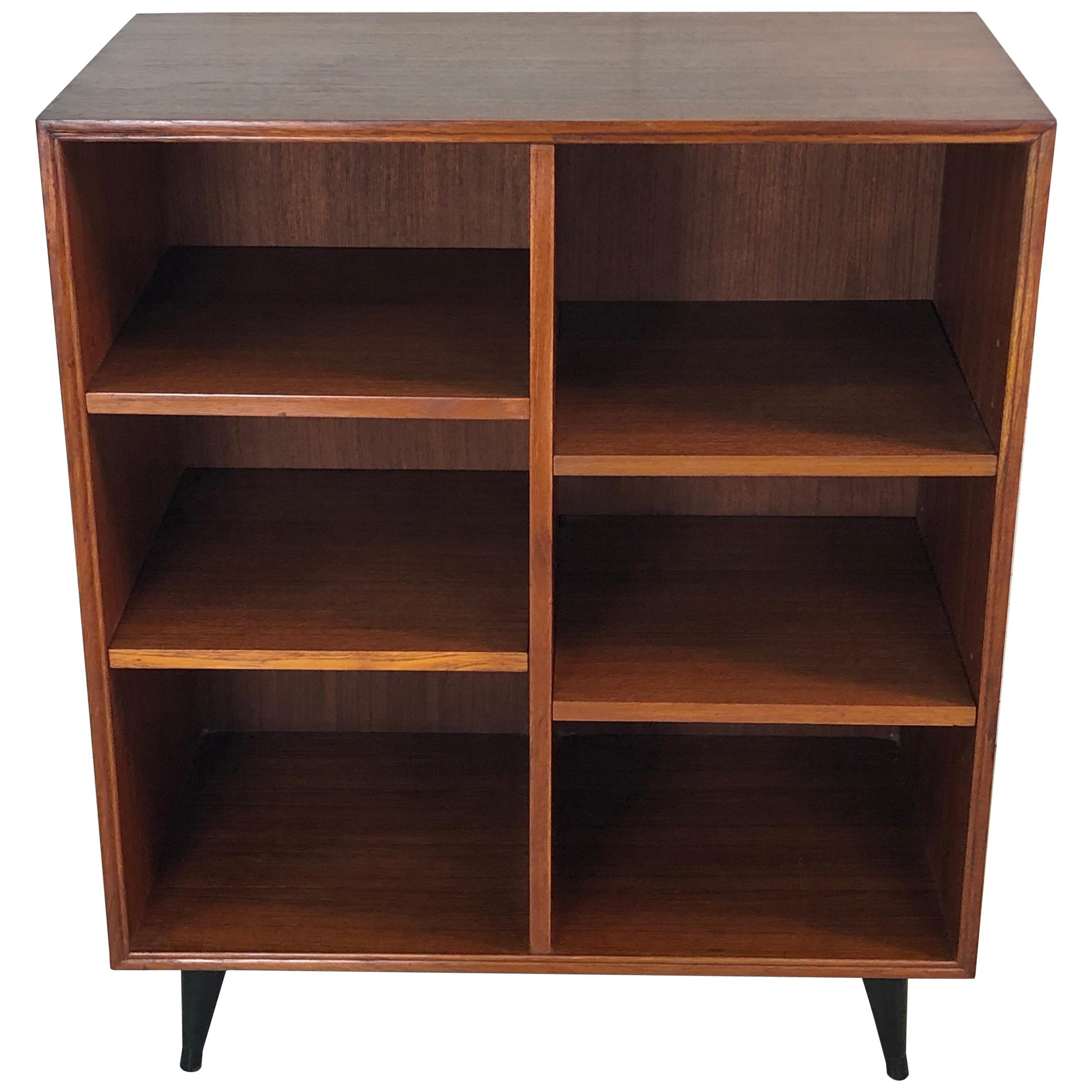 1960s Teak Wood Adjustable Shelf Bookcase