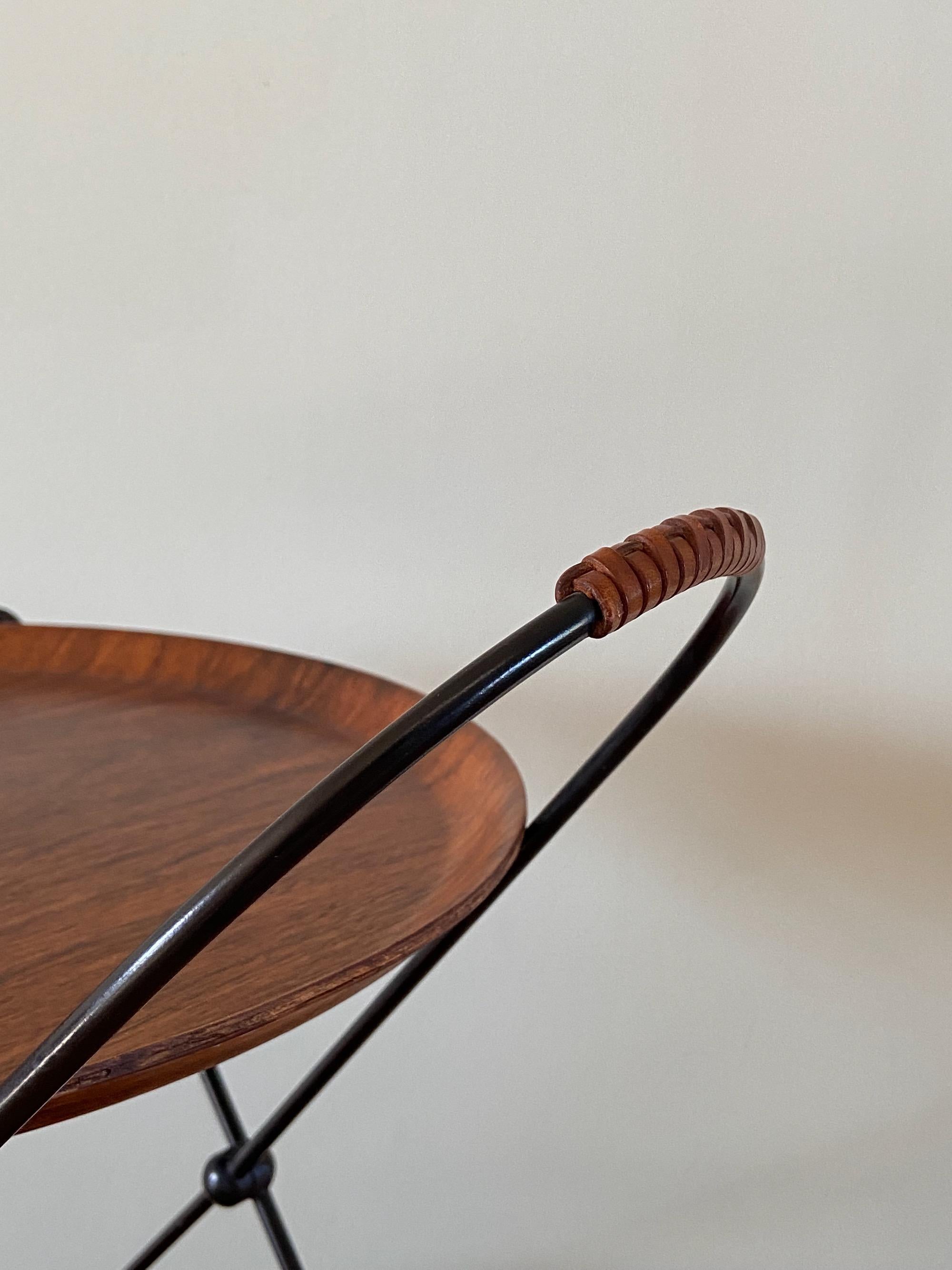 1960s Teak Wood J.H Fabriken Serving Trolley / Tray Sävsjö, Made in Sweden 3