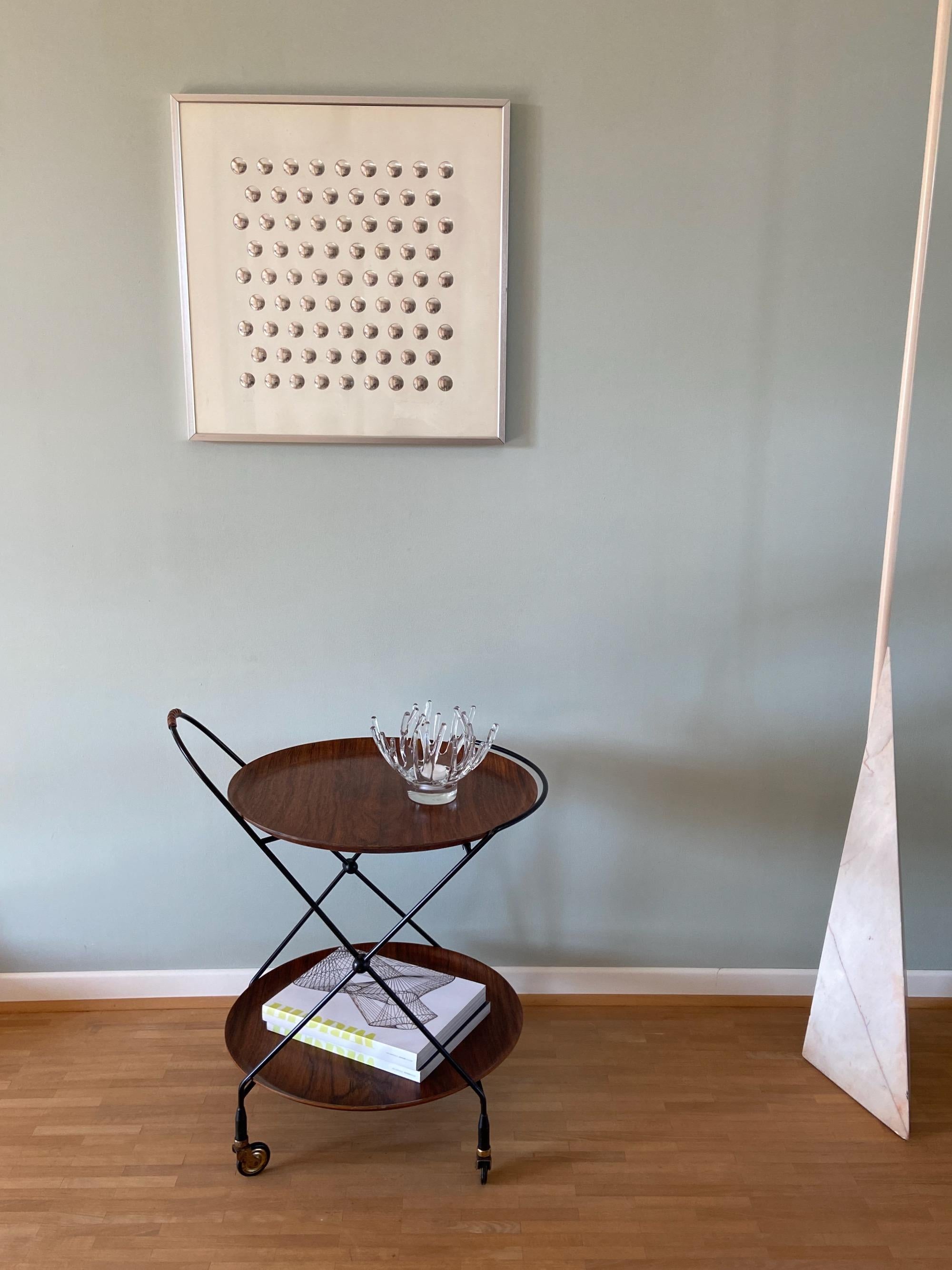 1960s Teak Wood J.H Fabriken Serving Trolley / Tray Sävsjö, Made in Sweden 4