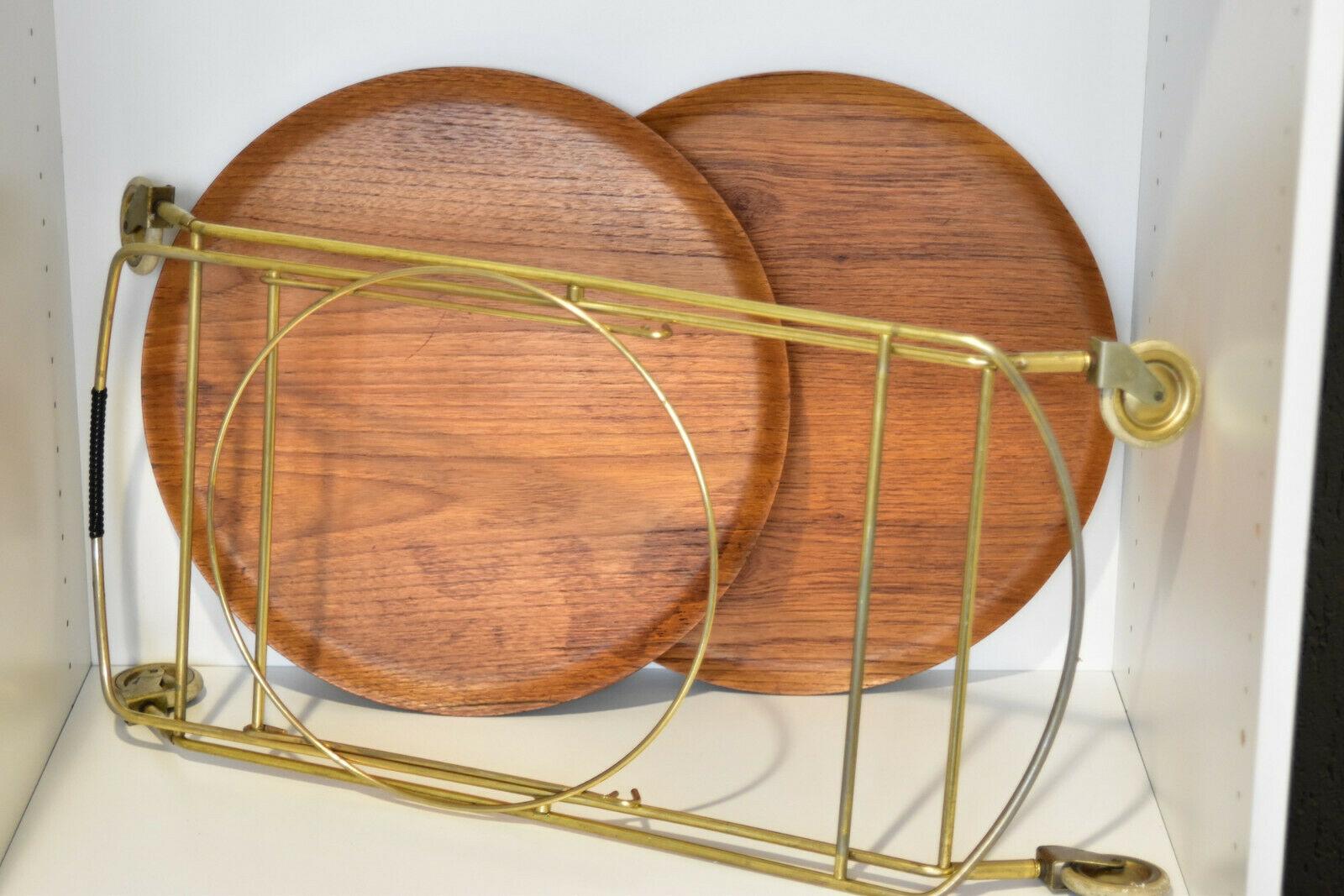 Swedish 1960s Teak Wood J.H Fabriken Serving Trolley / Tray Sävsjö Made in Sweden