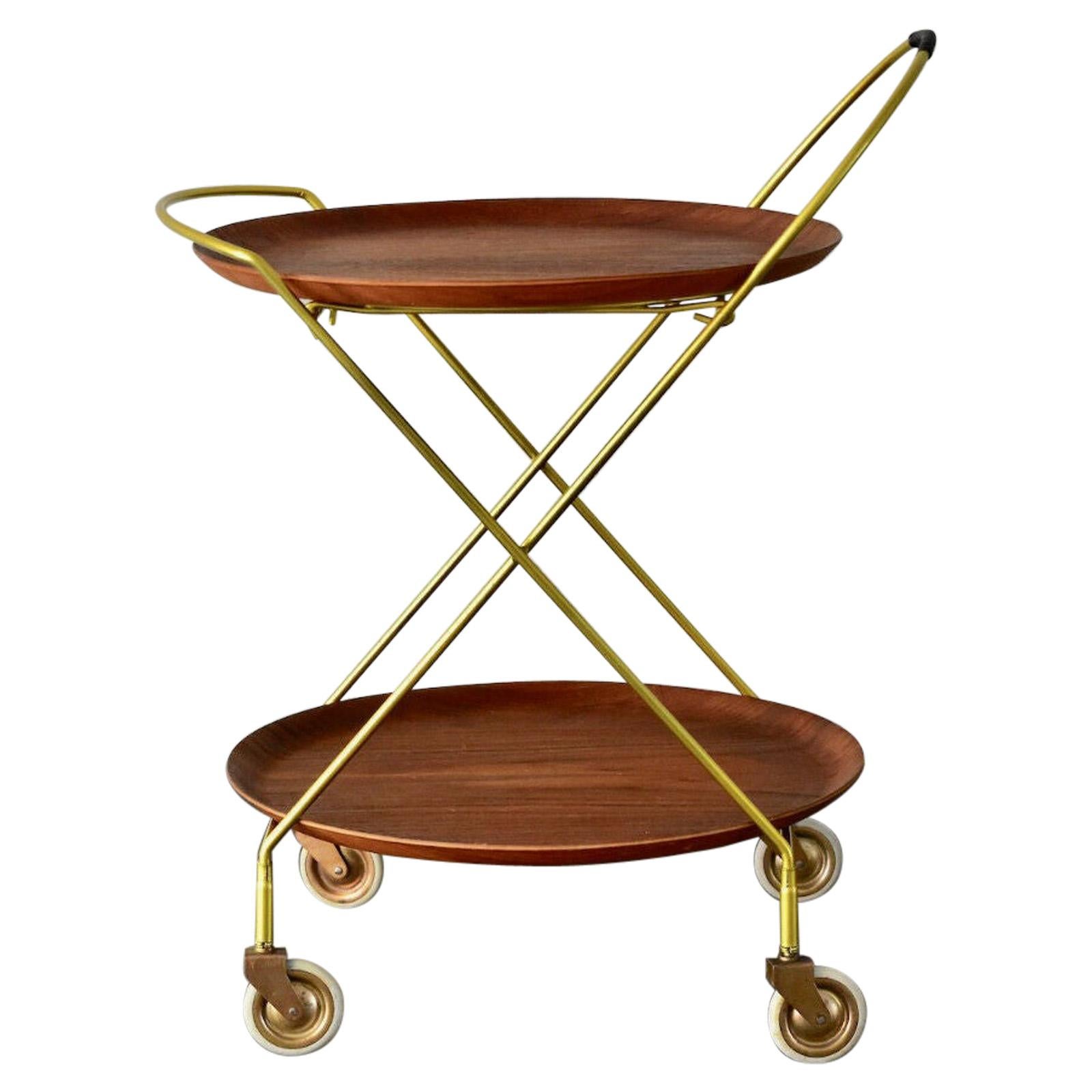 1960's Teak wood J.H Fabriken Serving trolley / tray Sävsjö Made in Sweden