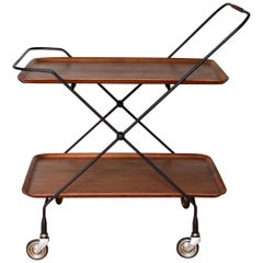 1960s Teak Wood J.H Fabriken Serving Trolley / Tray Sävsjö, Made in Sweden