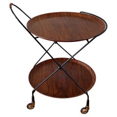 1960s Teak Wood J.H Fabriken Serving Trolley / Tray Sävsjö, Made in Sweden