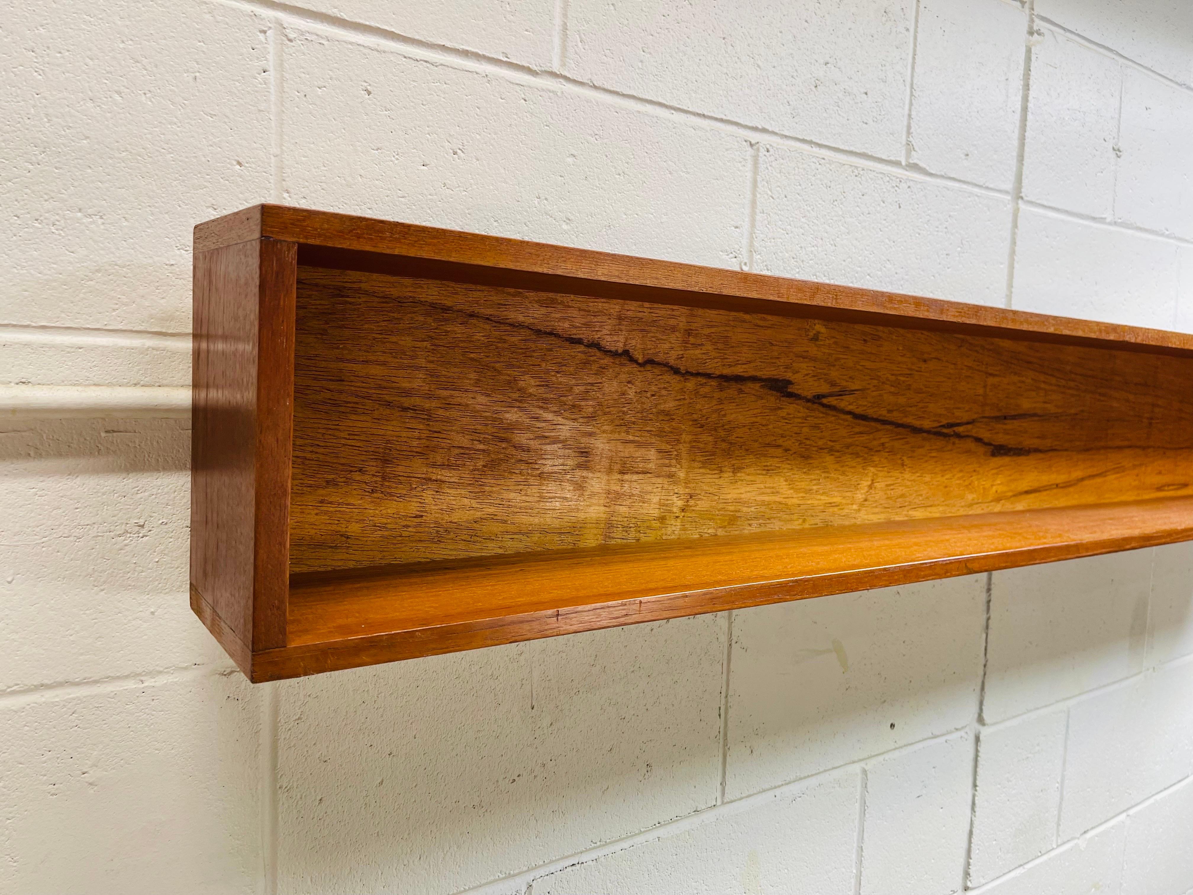 Mid-Century Modern 1960s Teak Wood Large Floating Shelf For Sale