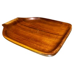 1960s Teakwood Serving Tray Cane Handle