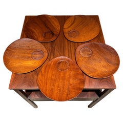 1960s Teakwood Snack Plates Lunning Inc Denmark- Set of 5