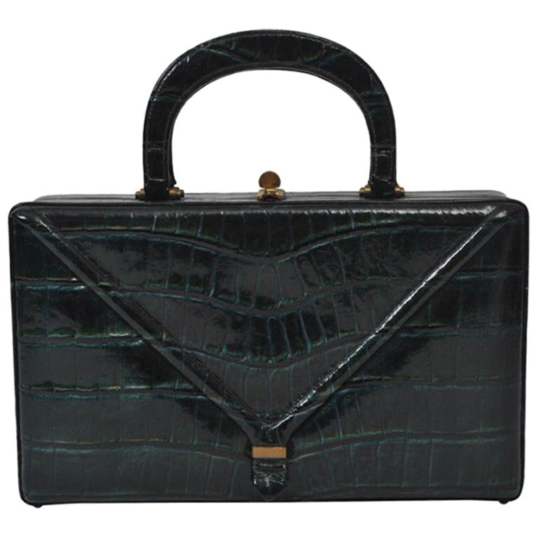 Deco Style 1950's-60's SAKS FIFTH AVE Alligator Skin Handbag