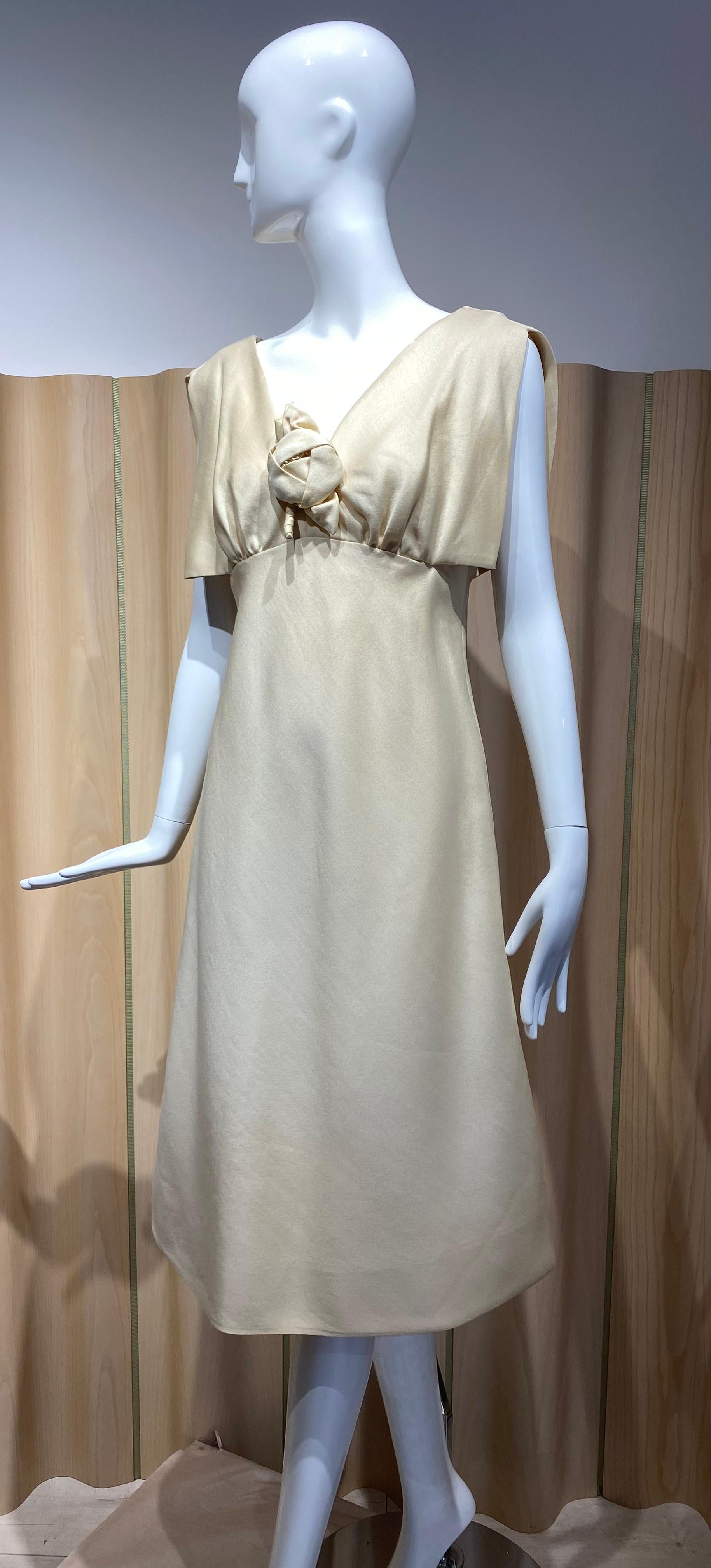 Gray 1960s Teal Traina Cream Silk Cocktail Dress For Sale