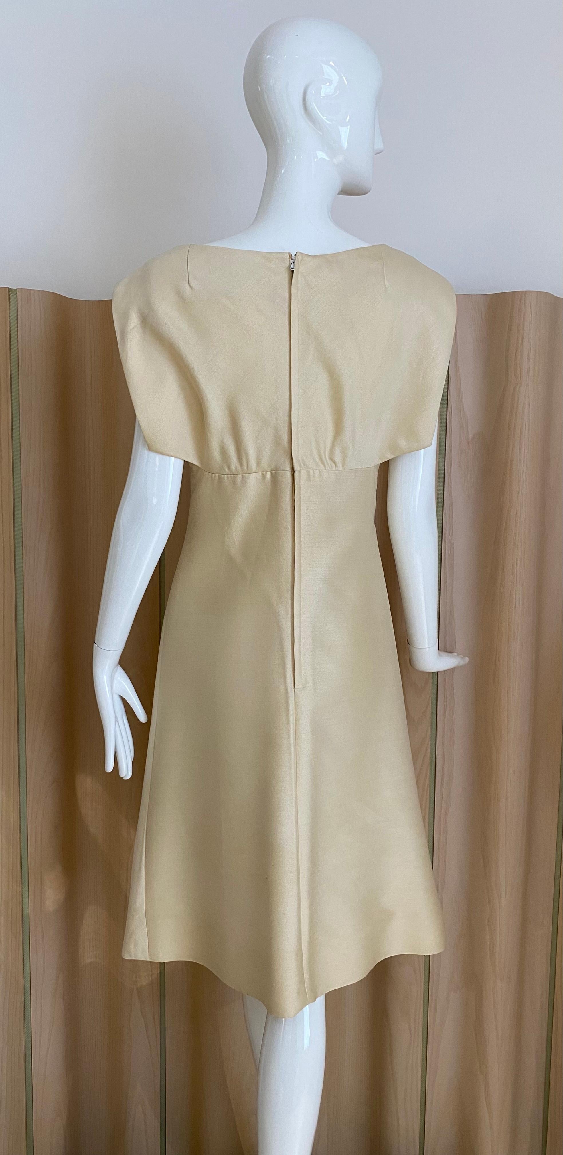 1960s Teal Traina Cream Silk Cocktail Dress For Sale 2