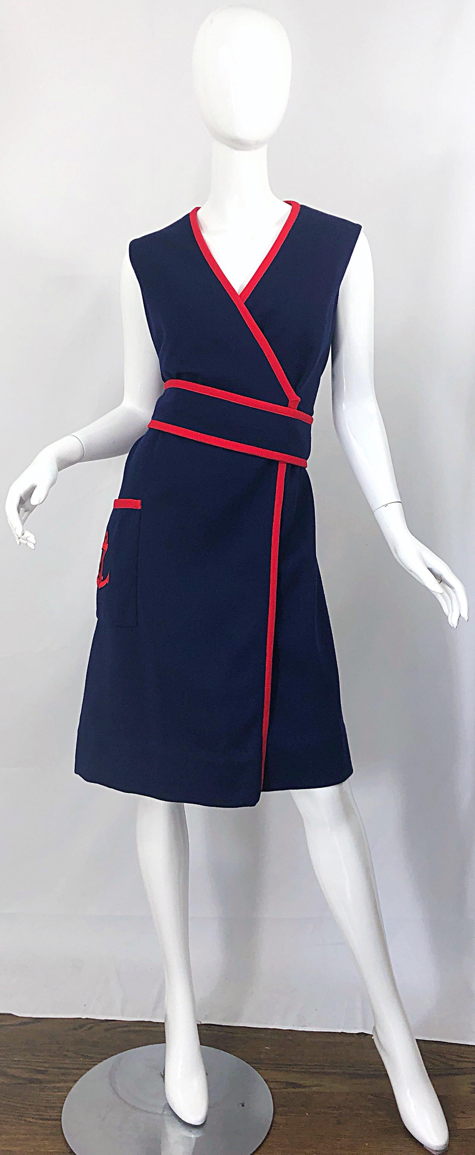 navy blue and red dress
