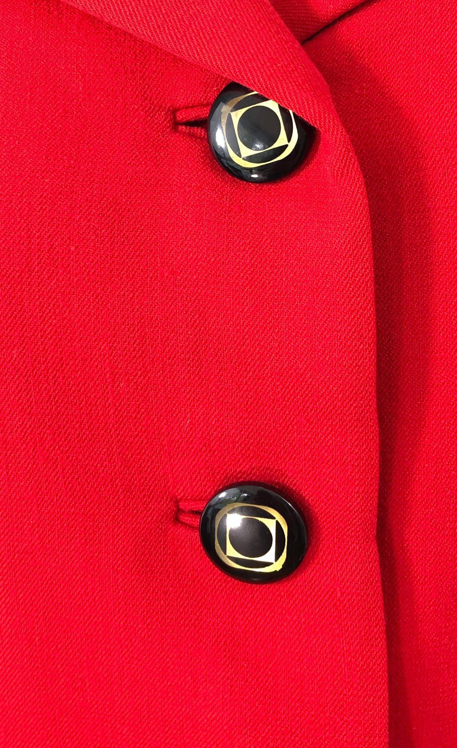 1960er Teal Traina Lippenstift Rot Mod Vintage frühe 60er Jahre Wolle Swing Jacke Damen im Angebot