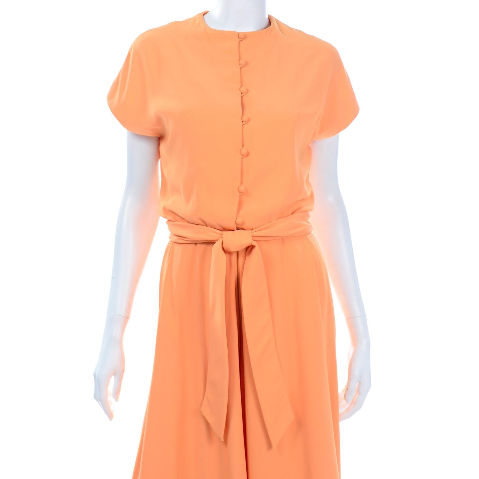 Women's 1960s Teal Traina Orange Vintage Palazzo Pant Jumpsuit W Belt