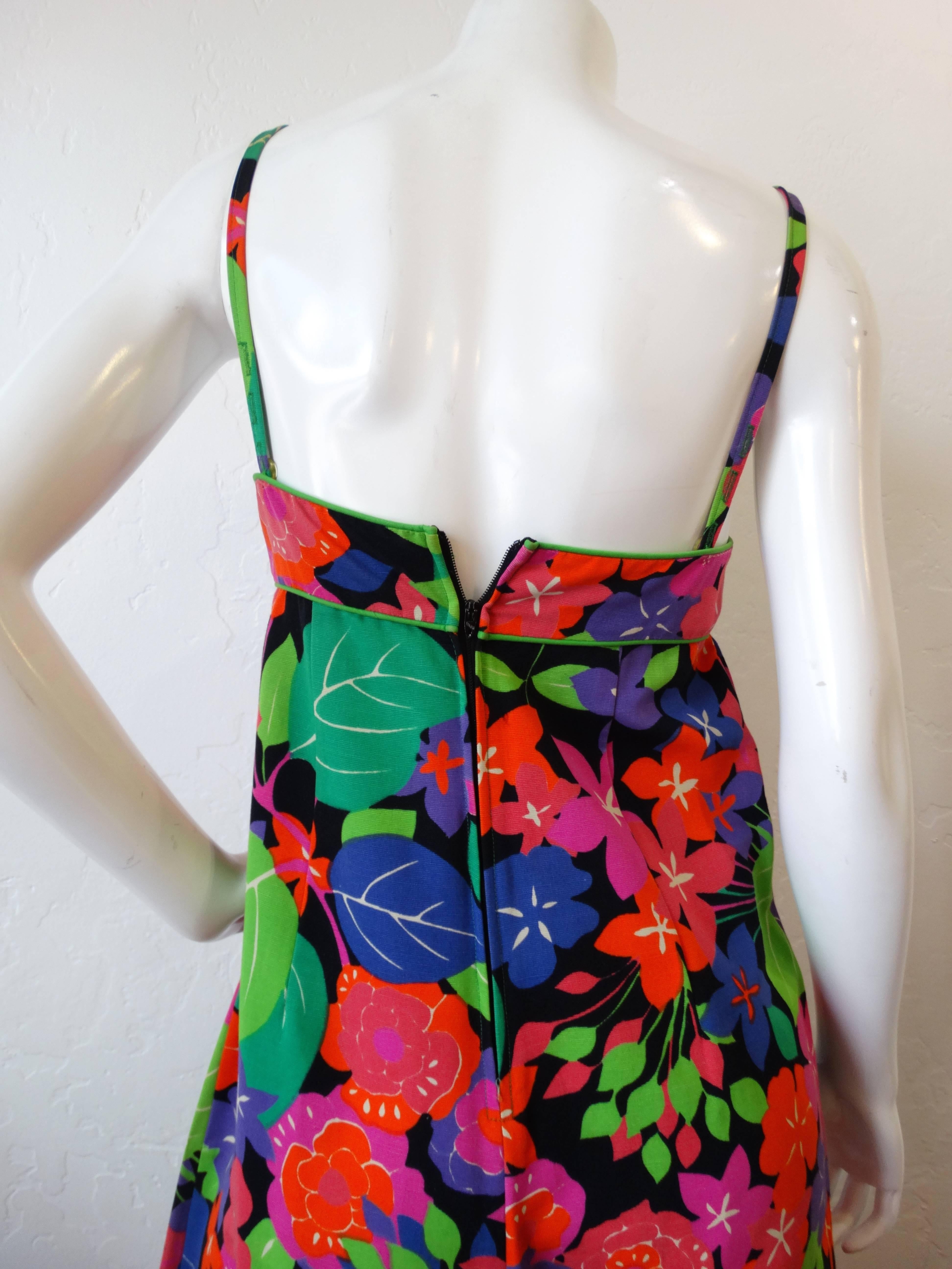 1960s Technicolor Floral Wide Leg Jumpsuit  1