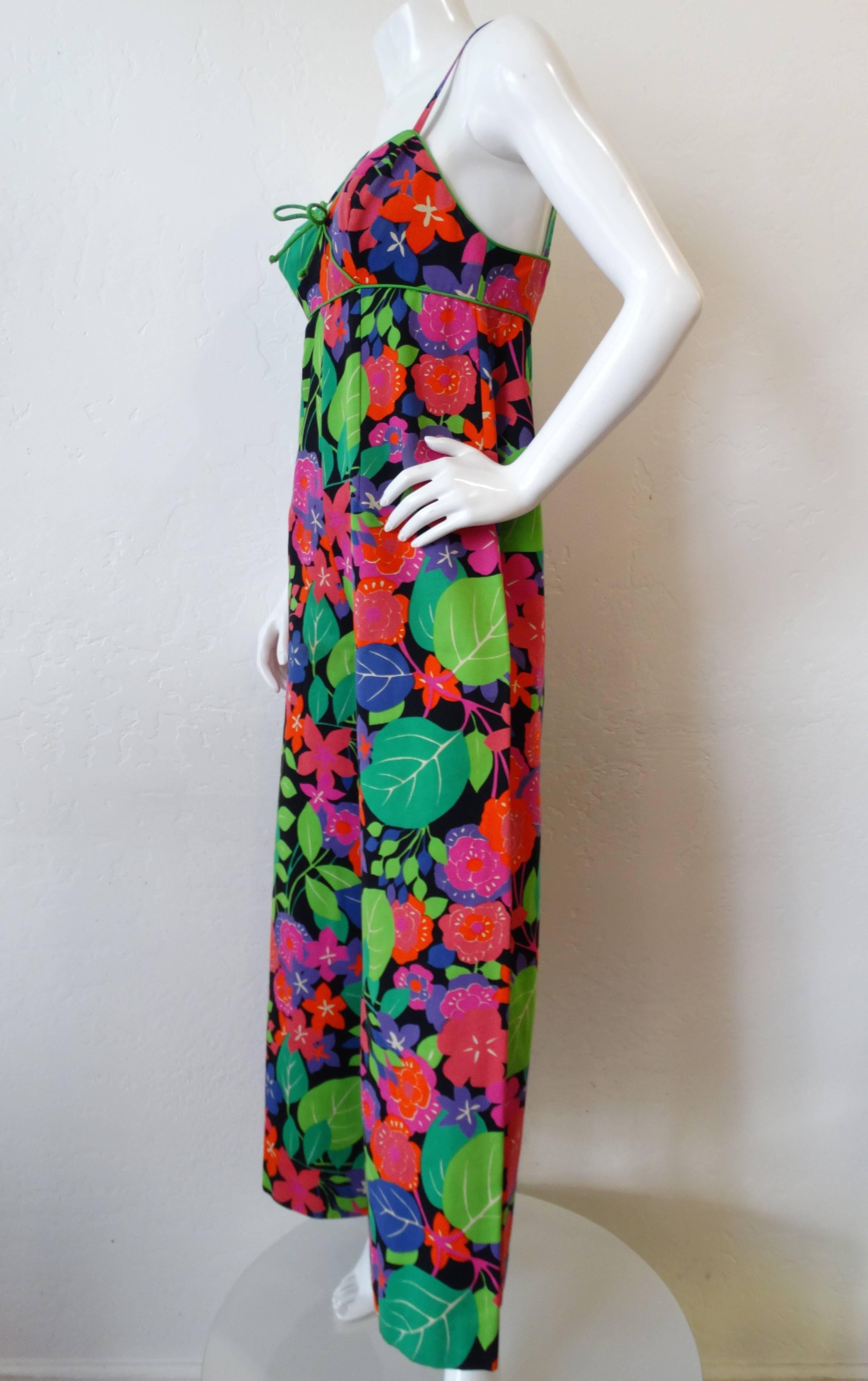 1960s Technicolor Floral Wide Leg Jumpsuit  3