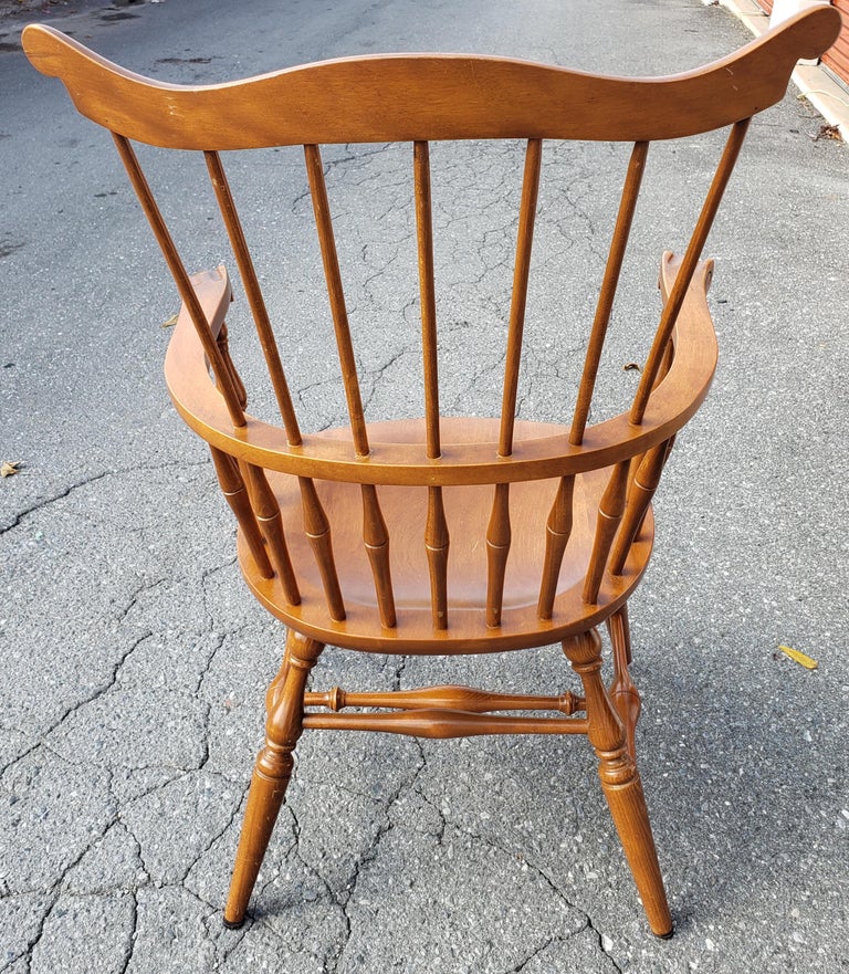 Mid-Century Modern 1960s Tell City Chair Co. Solid Maple Comb Back Windsor Chair  For Sale