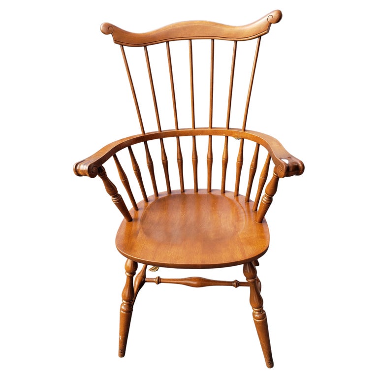 1960s Tell City Chair Co. Solid Maple Comb Back Windsor Chair  For Sale