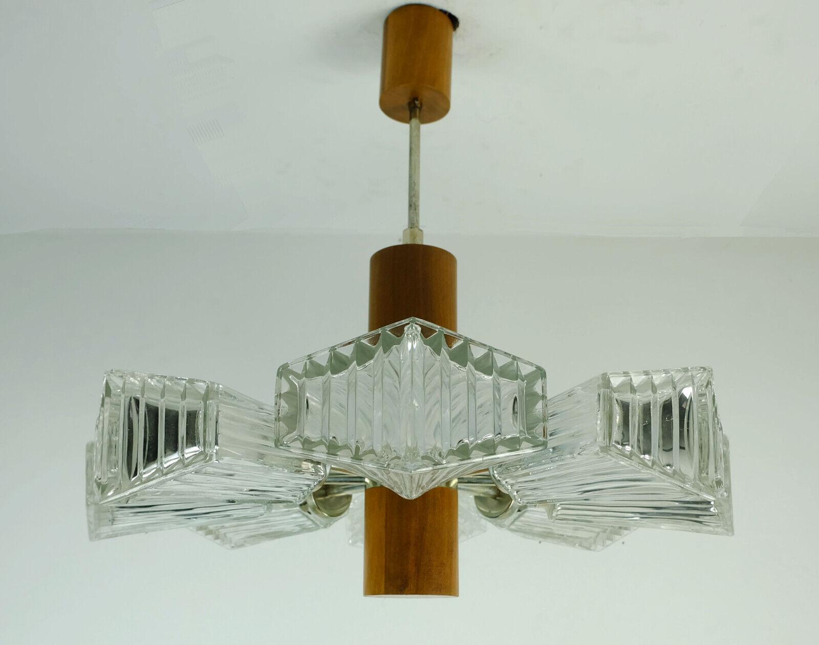 Scandinavian Modern 1960s Temde 8-Light Pendant Lamp Sputnik Chandelier Teak Glass Metal For Sale