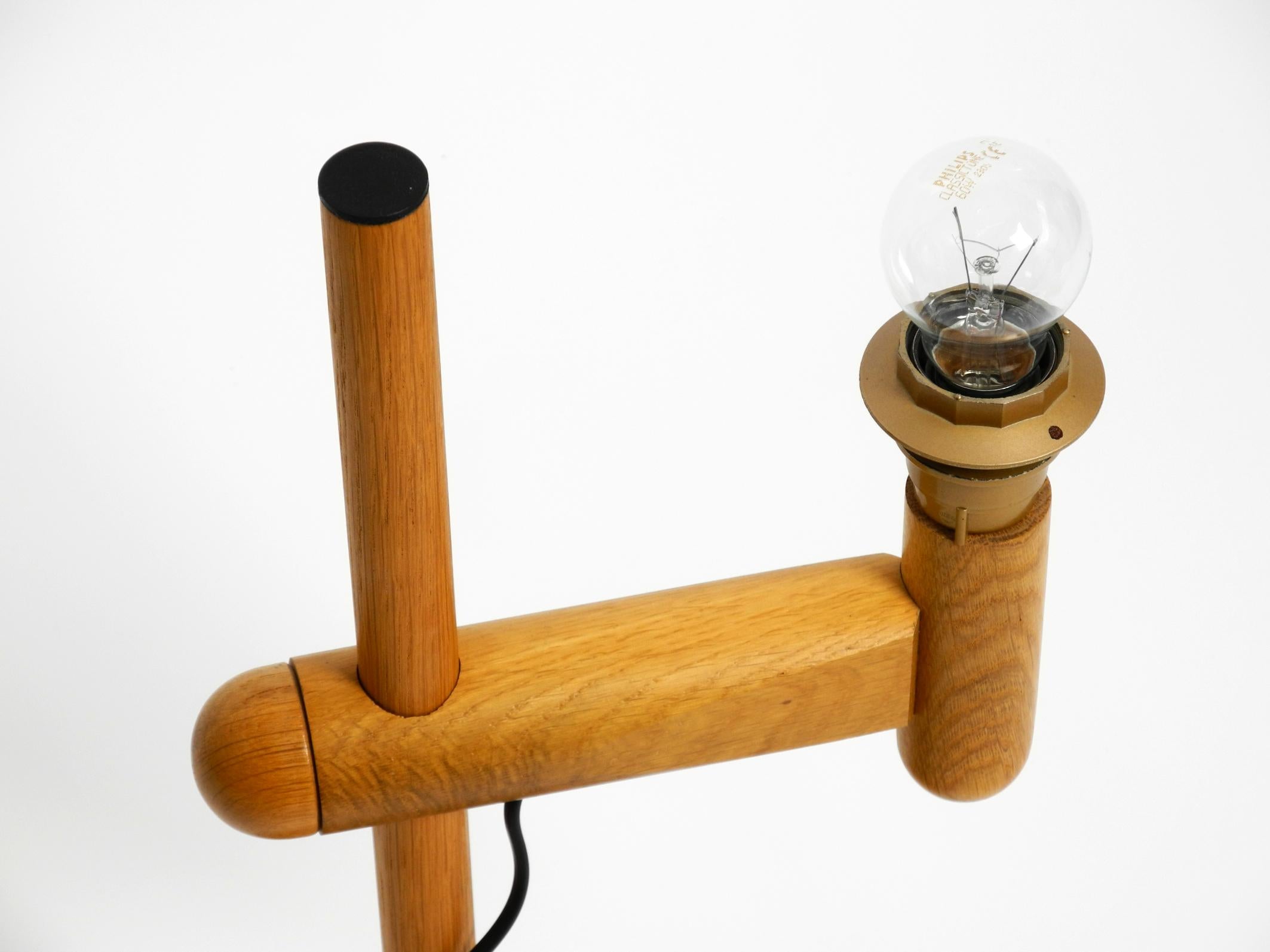 1960s Temde table lamp made of oak wood and with height-adjustable shade For Sale 6