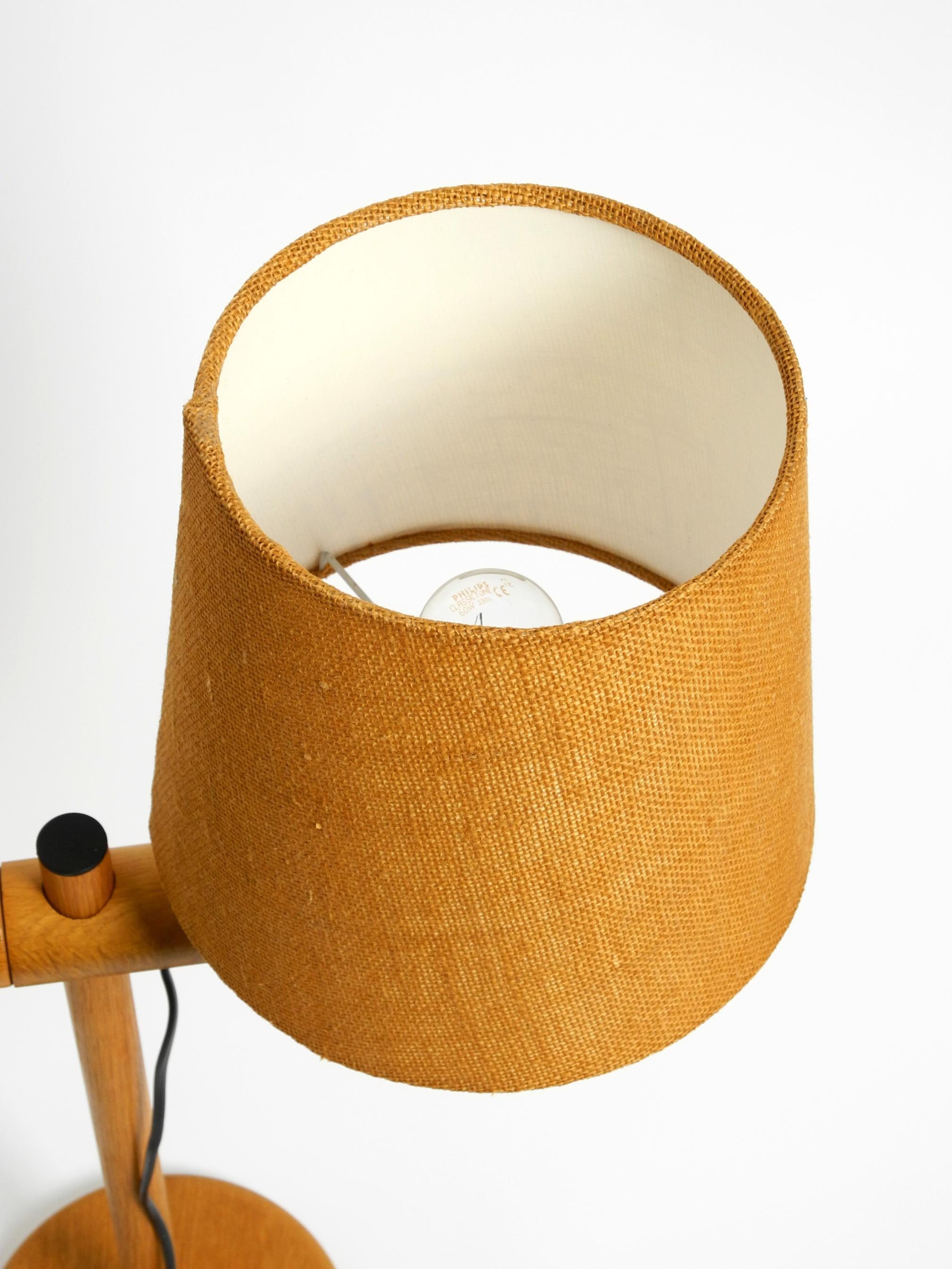 1960s Temde table lamp made of oak wood and with height-adjustable shade For Sale 8