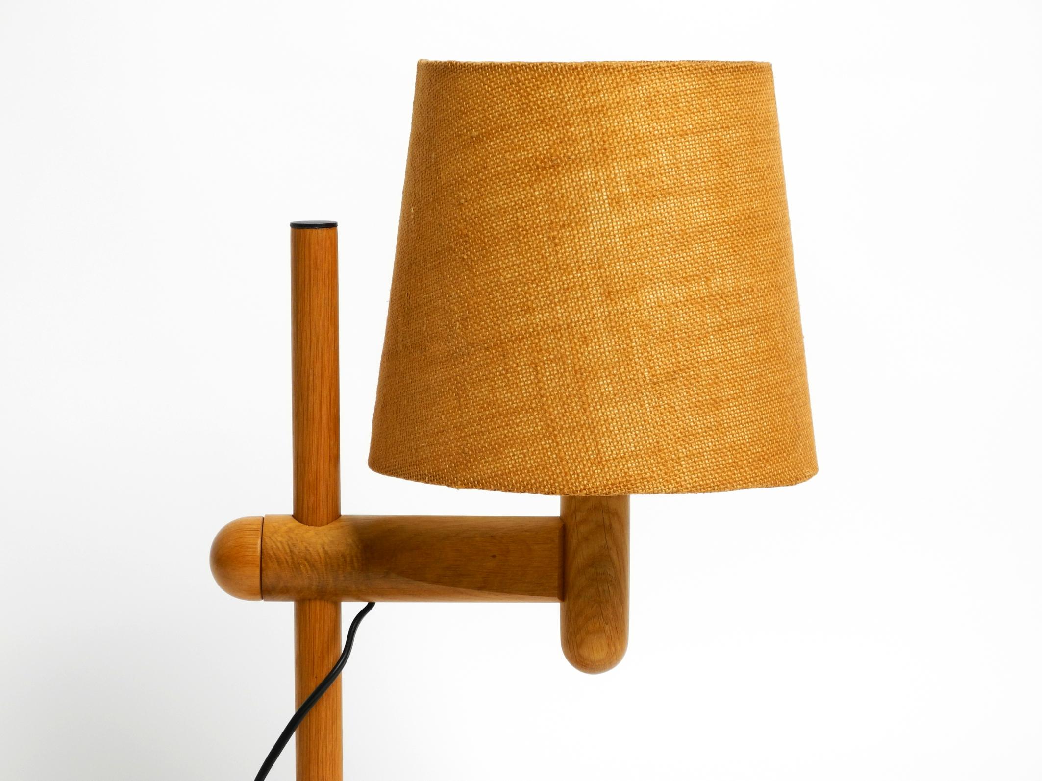 1960s Temde table lamp made of oak wood and with height-adjustable shade For Sale 9