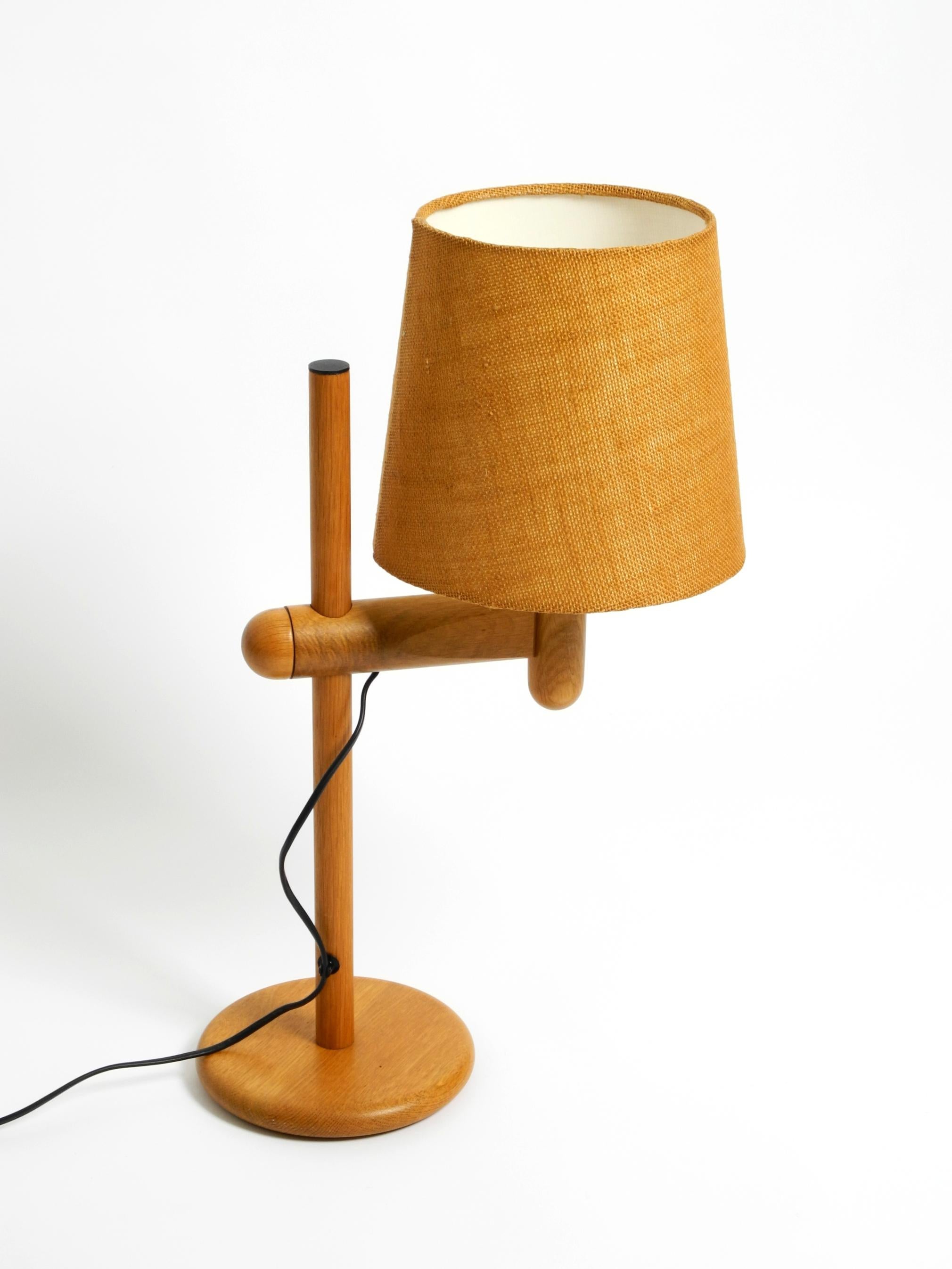 1960s Temde table lamp made of oak wood and with height-adjustable shade For Sale 11