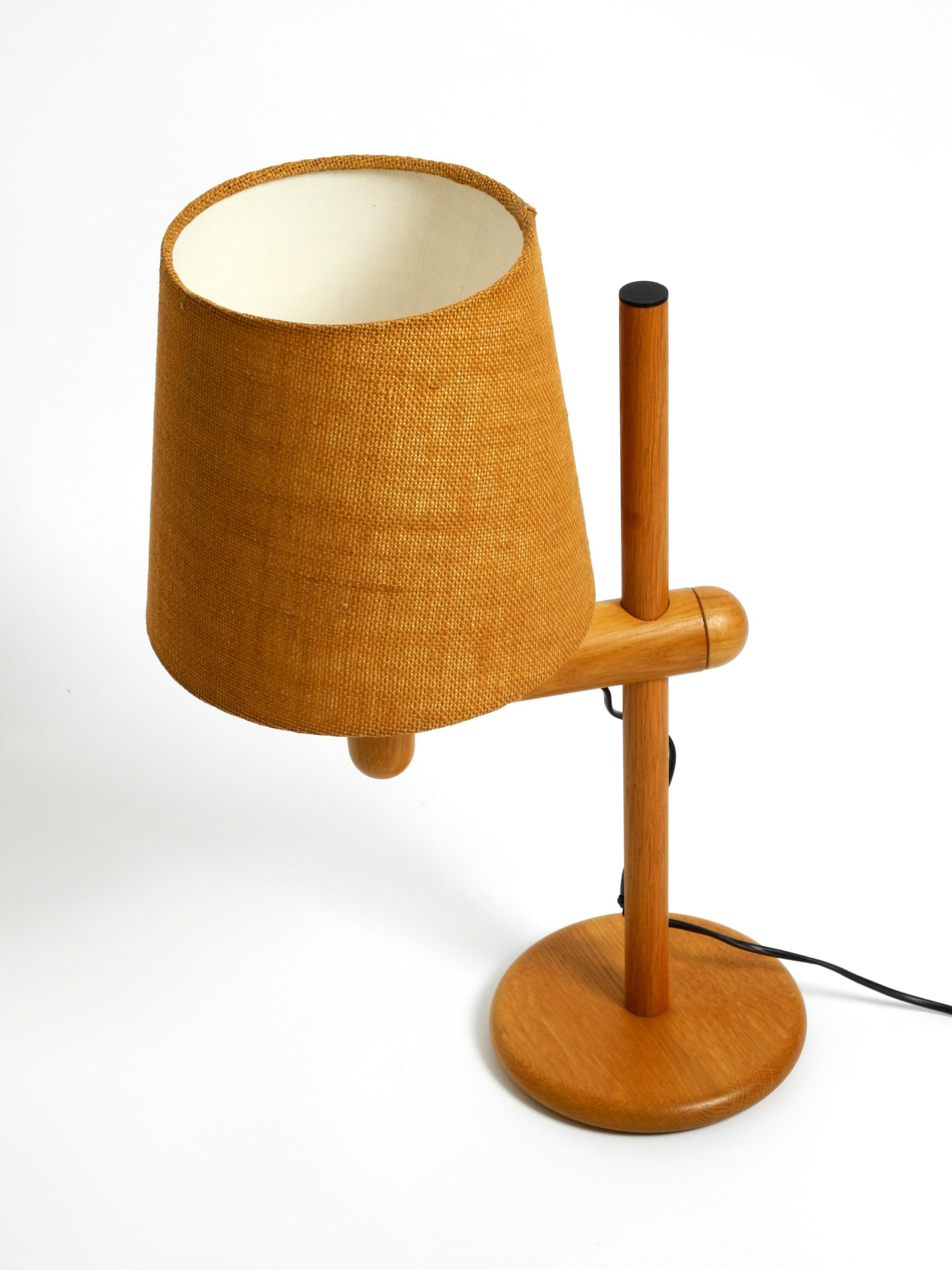 1960s Temde table lamp made of oak wood and with height-adjustable shade For Sale 12