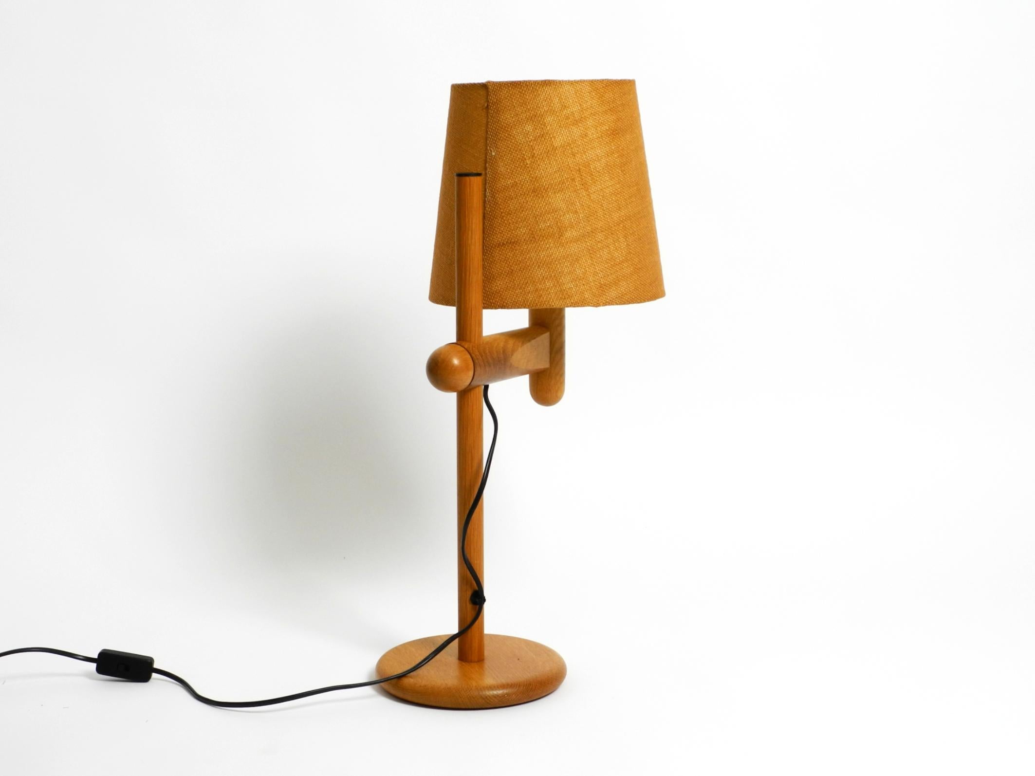 1960s Temde table lamp made of oak wood and with height-adjustable shade For Sale 13