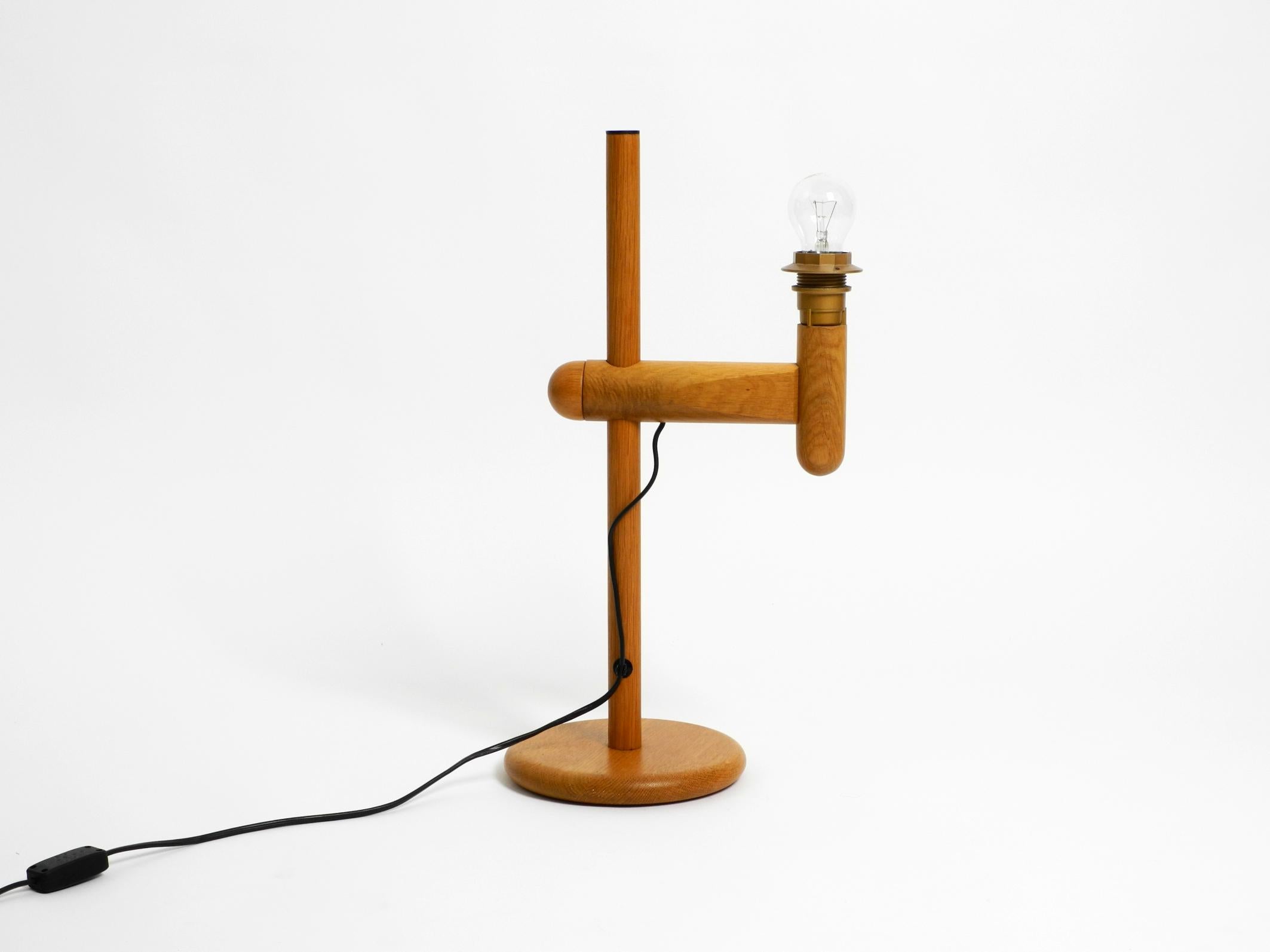 1960s Temde table lamp made of oak wood and with height-adjustable shade For Sale 1