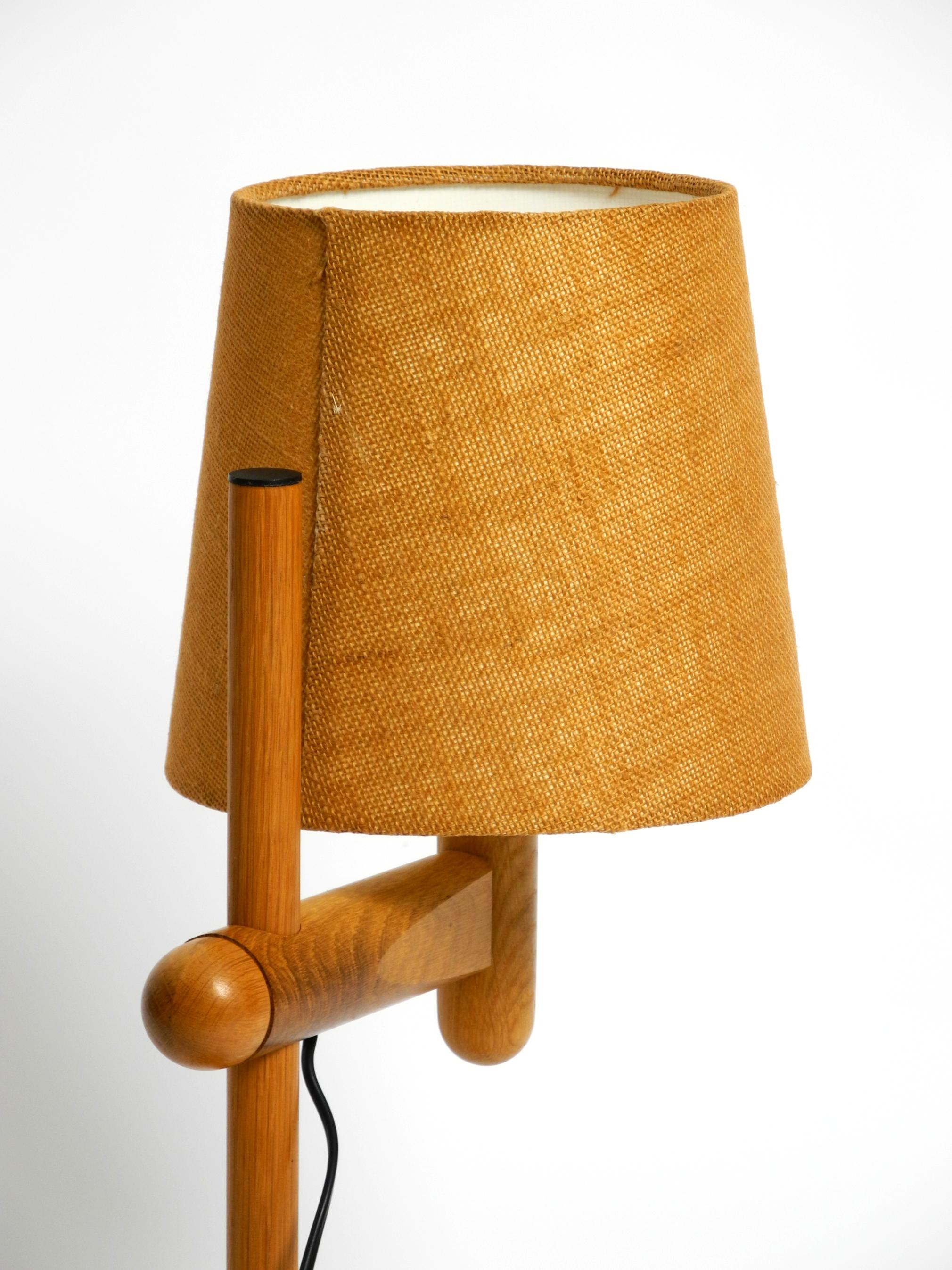 1960s Temde table lamp made of oak wood and with height-adjustable shade For Sale 2
