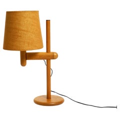 Lampada da tavolo Temde degli anni '60 in legno di quercia e con paralume regolabile in altezza