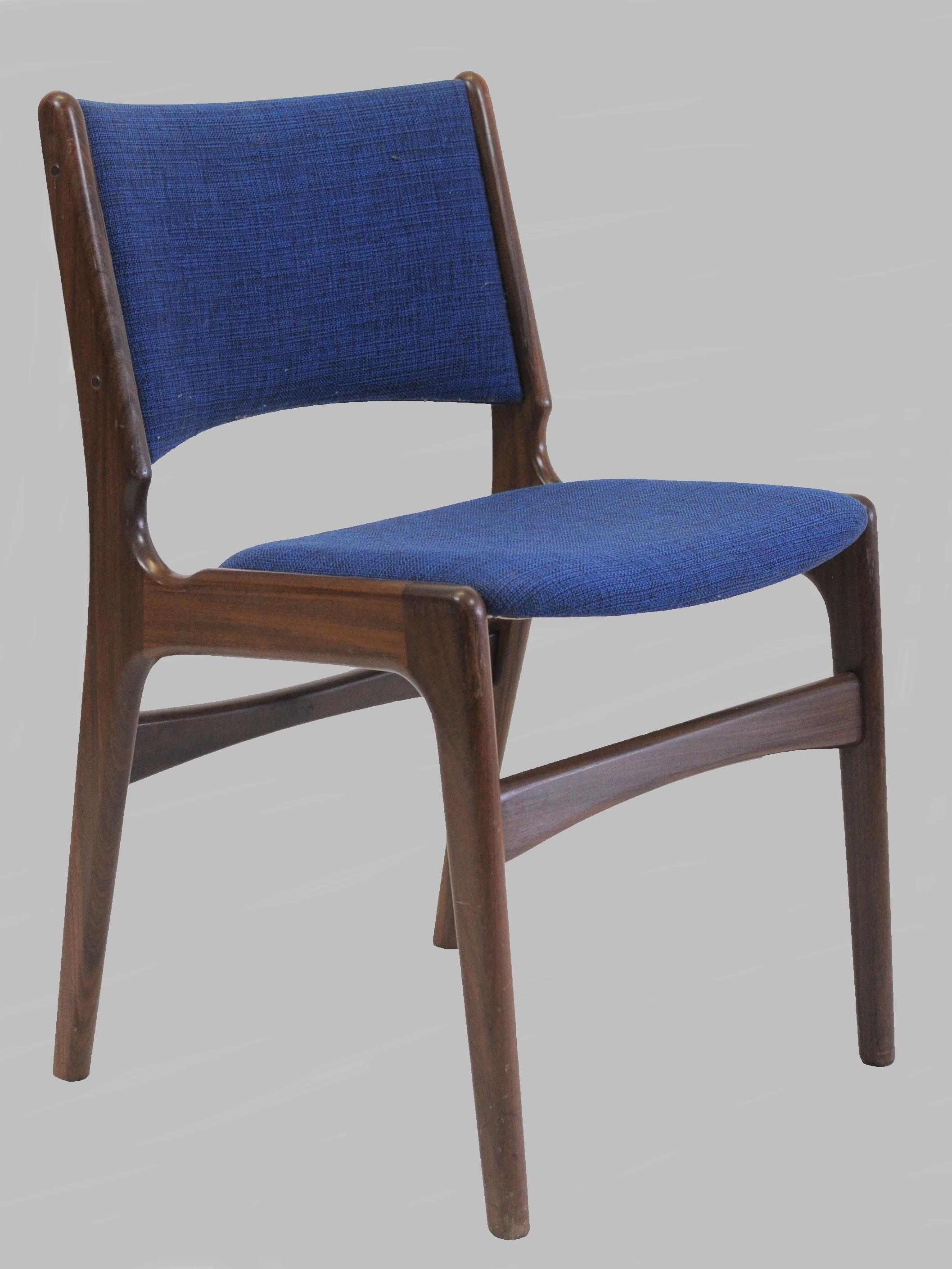 Scandinavian Modern 1960s Ten Refinished Erik Buch Dining Chairs in Solid Teak, Inc. Re-Upholstery