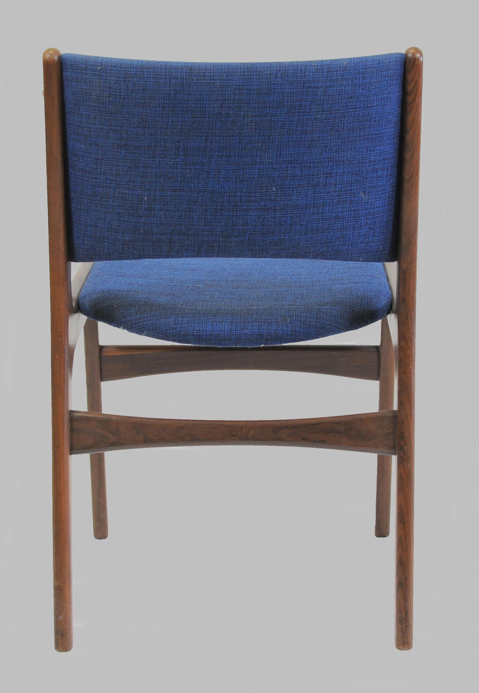 1960s Ten Refinished Erik Buch Dining Chairs in Solid Teak, Inc. Re-Upholstery In Good Condition In Knebel, DK