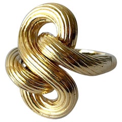 Vintage 1960s Textured 14 Karat Gold Love Knot Cocktail Ring