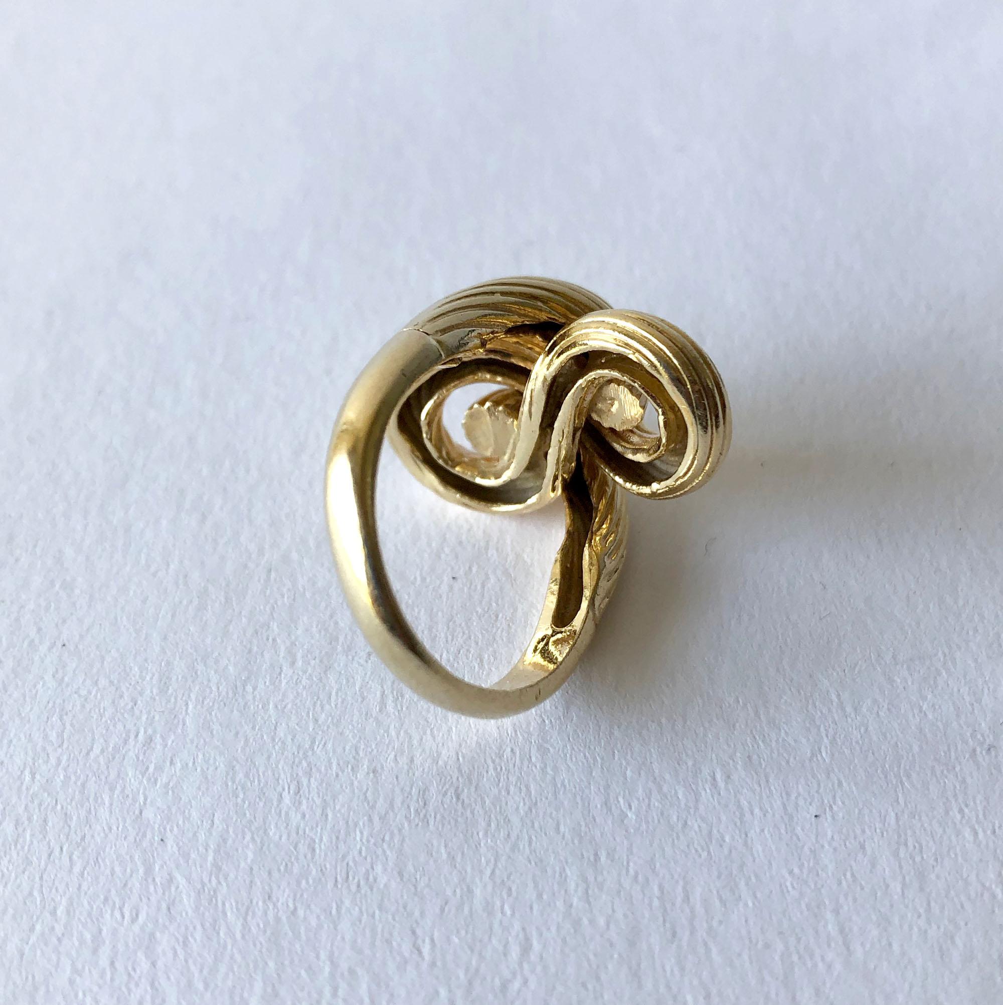 Women's 1960s Textured 14 Karat Gold Love Knot Cocktail Ring