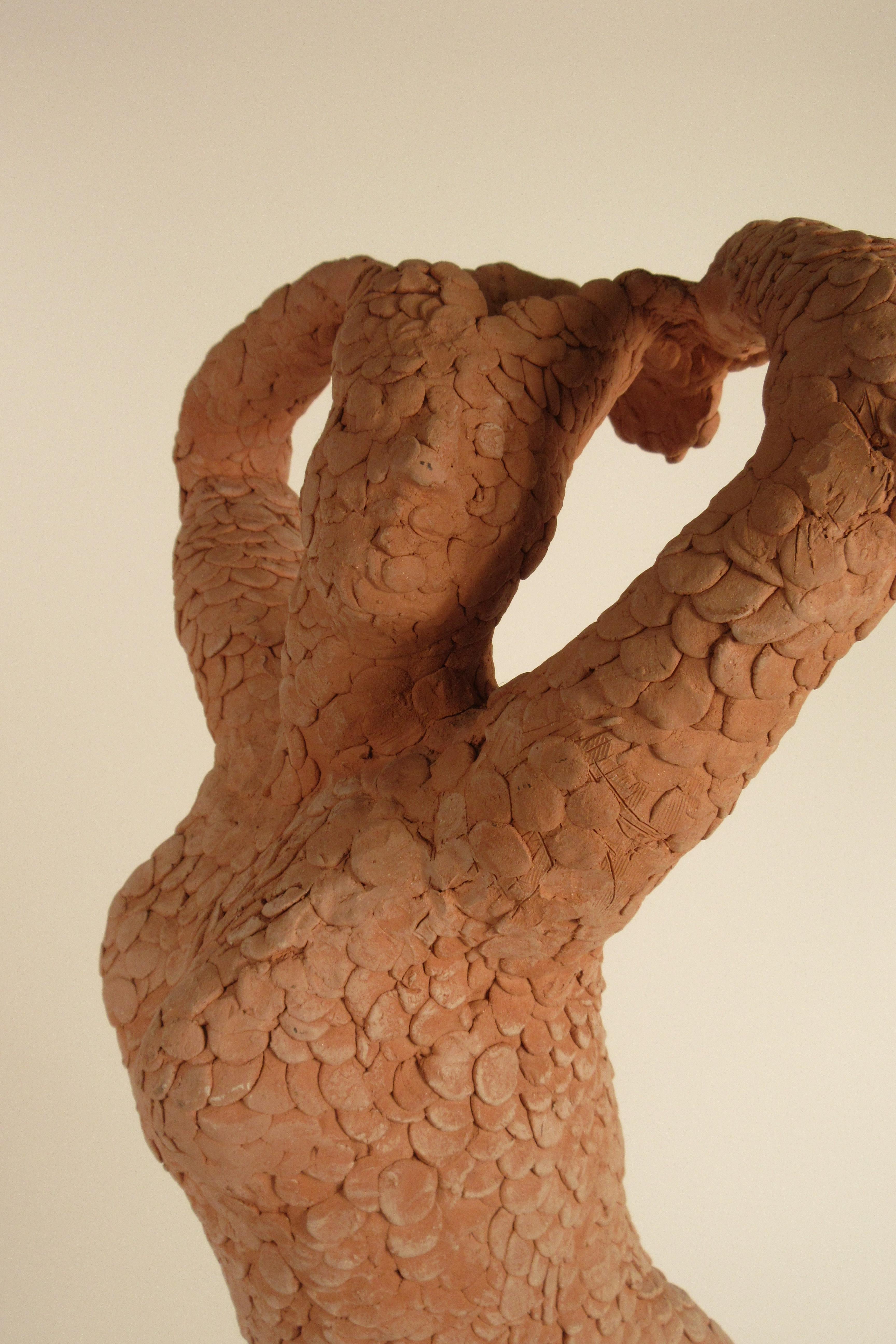 1960s Textured Clay Sculpture of Nude Woman 5